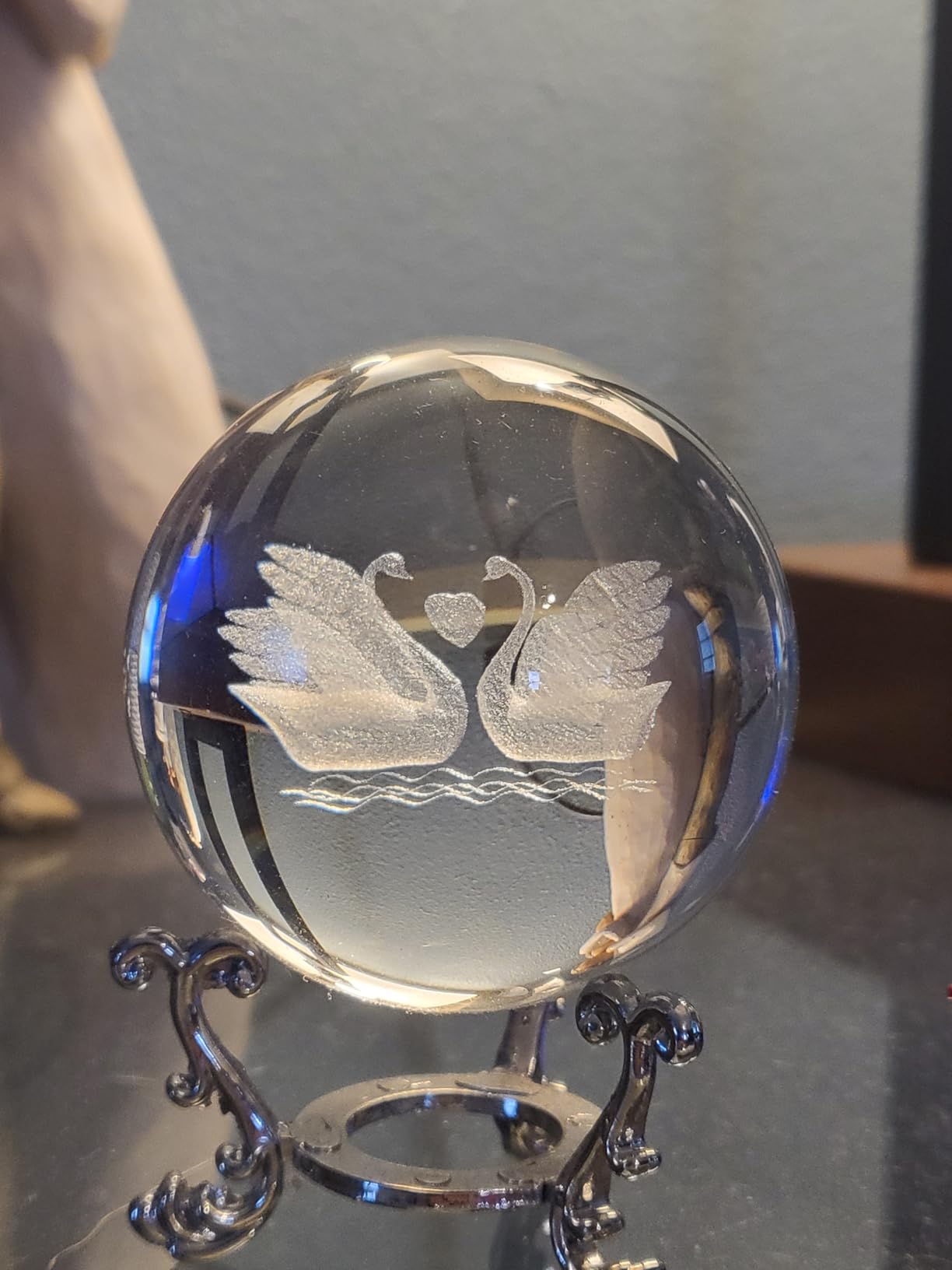 HDCRYSTALGIFTS 60mm 3D Lase Engraved Airplane Crystal Ball with Stand Glass Sphere Plane Paperweight Decor Pilot Gifts for Men Women - Customer Photo 2