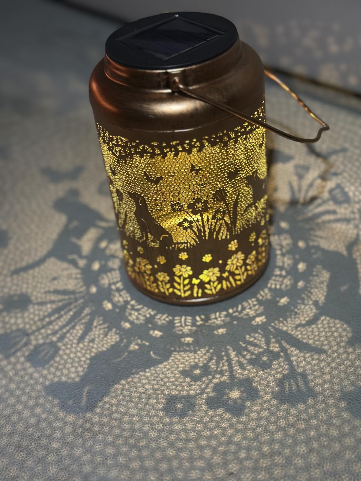 Solar Lanterns Outdoor Waterproof Garden Decor Dog Solar Lights Gifts for Women Men Mom Hanging Lantern LED Light Metal Dog Decoration Outside for Yard,Lawn,Porch,Patio,Tabletop - Customer Photo 4