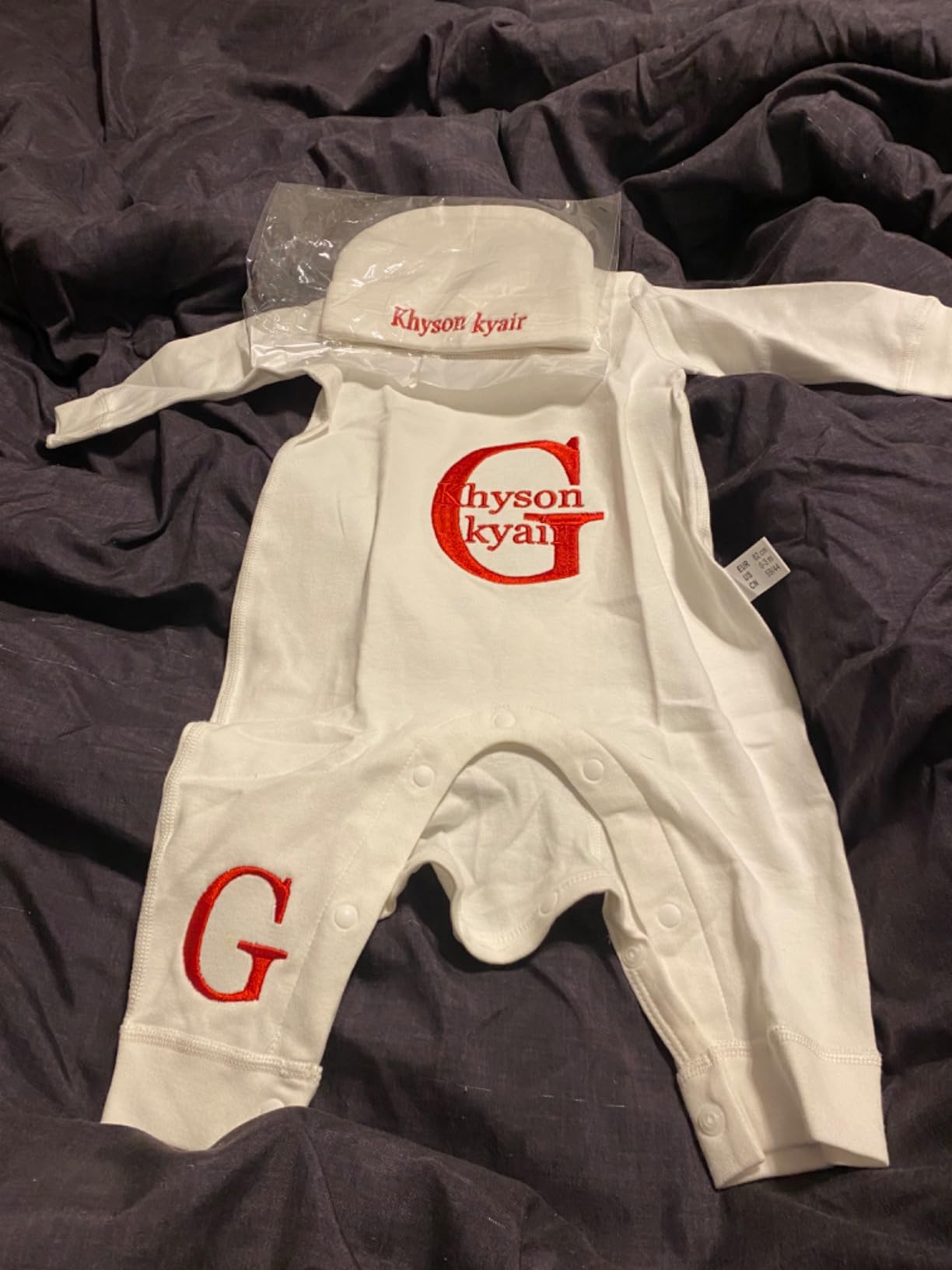 Personalized Baby Coming Home Outfit, Custom Embroidered Name Romper & Gown Set, Long Sleeve Sleepwear, New Baby Gift - Customer Photo 1