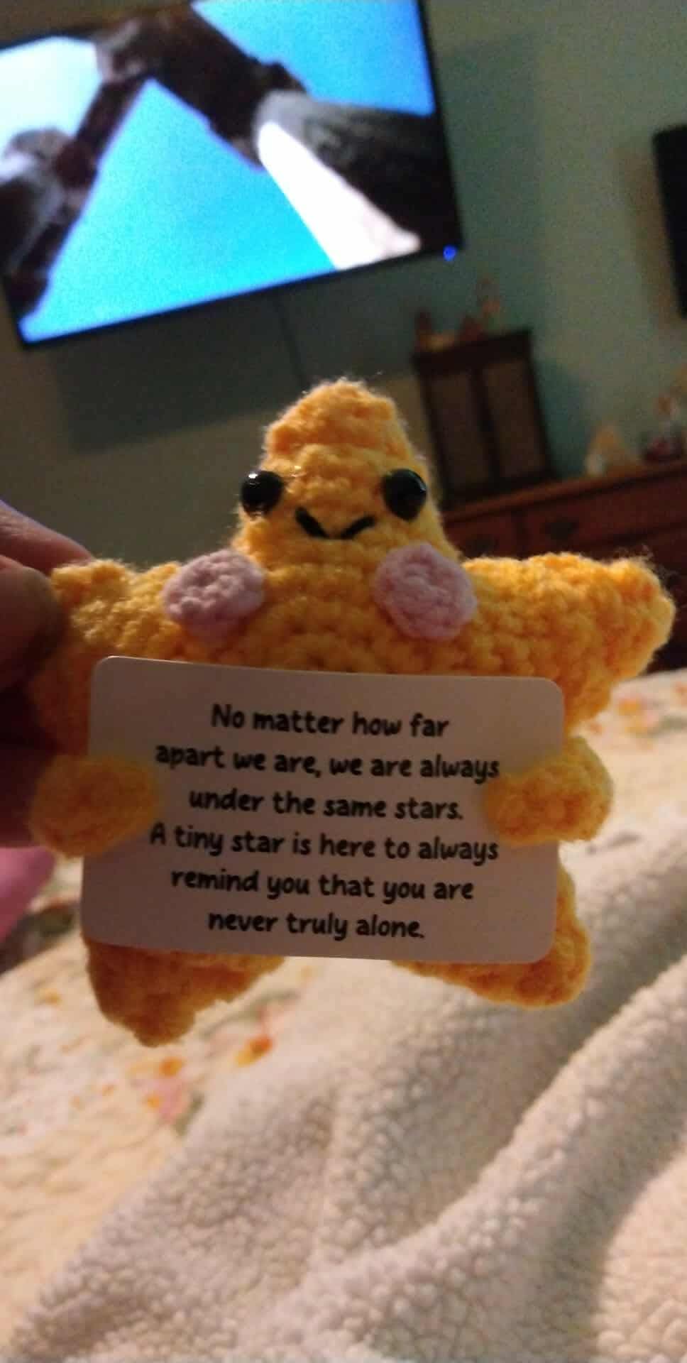 Crochet Yellow Star Doll Friendship Gift - Emotional Comfort Support Decor, Long Distance Relationship Moving Away Farewell Goodbye Leaving Gifts for Women Friend Couple Boyfriend Girlfriend Coworker - Customer Photo 1