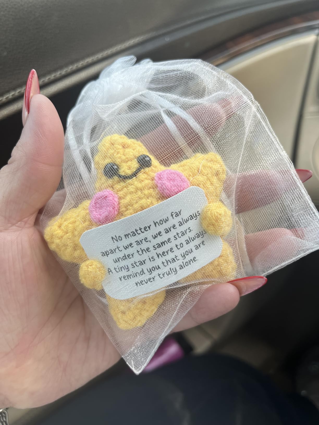 Crochet Yellow Star Doll Friendship Gift - Emotional Comfort Support Decor, Long Distance Relationship Moving Away Farewell Goodbye Leaving Gifts for Women Friend Couple Boyfriend Girlfriend Coworker - Customer Photo 2