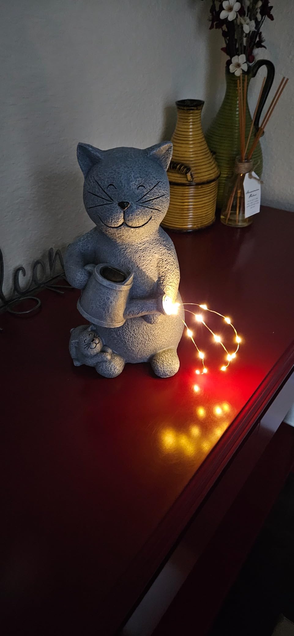 Solar Rabbit Garden Statues, Outdoor Bunny Decor, Resin Rabbit Figurine Lying on the Moon Cuddling a Baby Bunny with LED Lights - Customer Photo 5