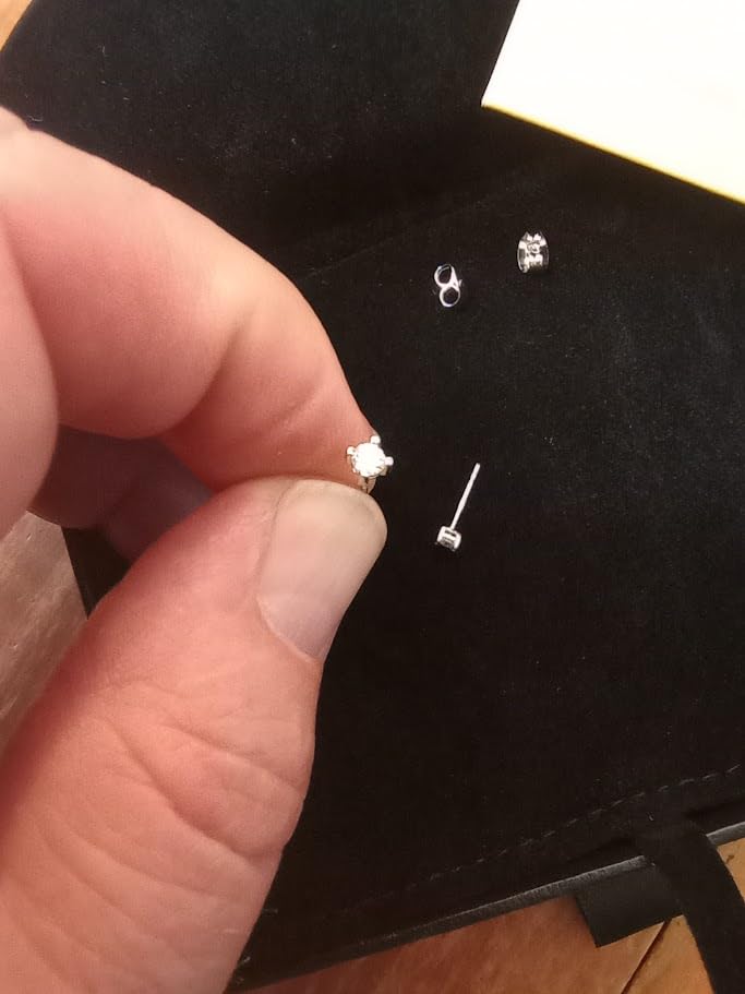 Moissanite Stud Earrings 0.2-2CT T.W. 18K White Gold Plated Solid Sterling Silver 925 Post | Gifts for Men and Women | GRA Certified D/VVS1 Lab Diamond | Hypoallergenic | Gift Box - Customer Photo 4