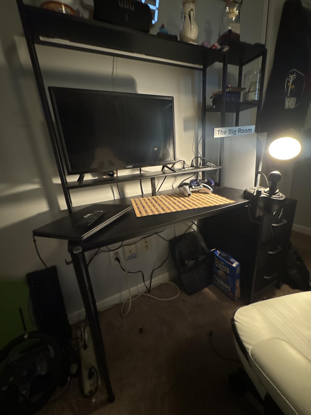 Casaottima 48 Inch Gaming Desk with Hutch & 3 Fabric Drawers, Computer Desk with USB Ports & LED Lights, Reversible Pc Gamer Table with Monitor Stand for Home Office, Carbon Fiber Black Customer Review Casaottima 48 Inch Gaming Desk with Hutch & 3 Fabric Drawers, Computer Desk with USB Ports & LED Lights, Reversible Pc Gamer Table with Monitor Stand for Home Office, Carbon Fiber Black - Customer Photo 1