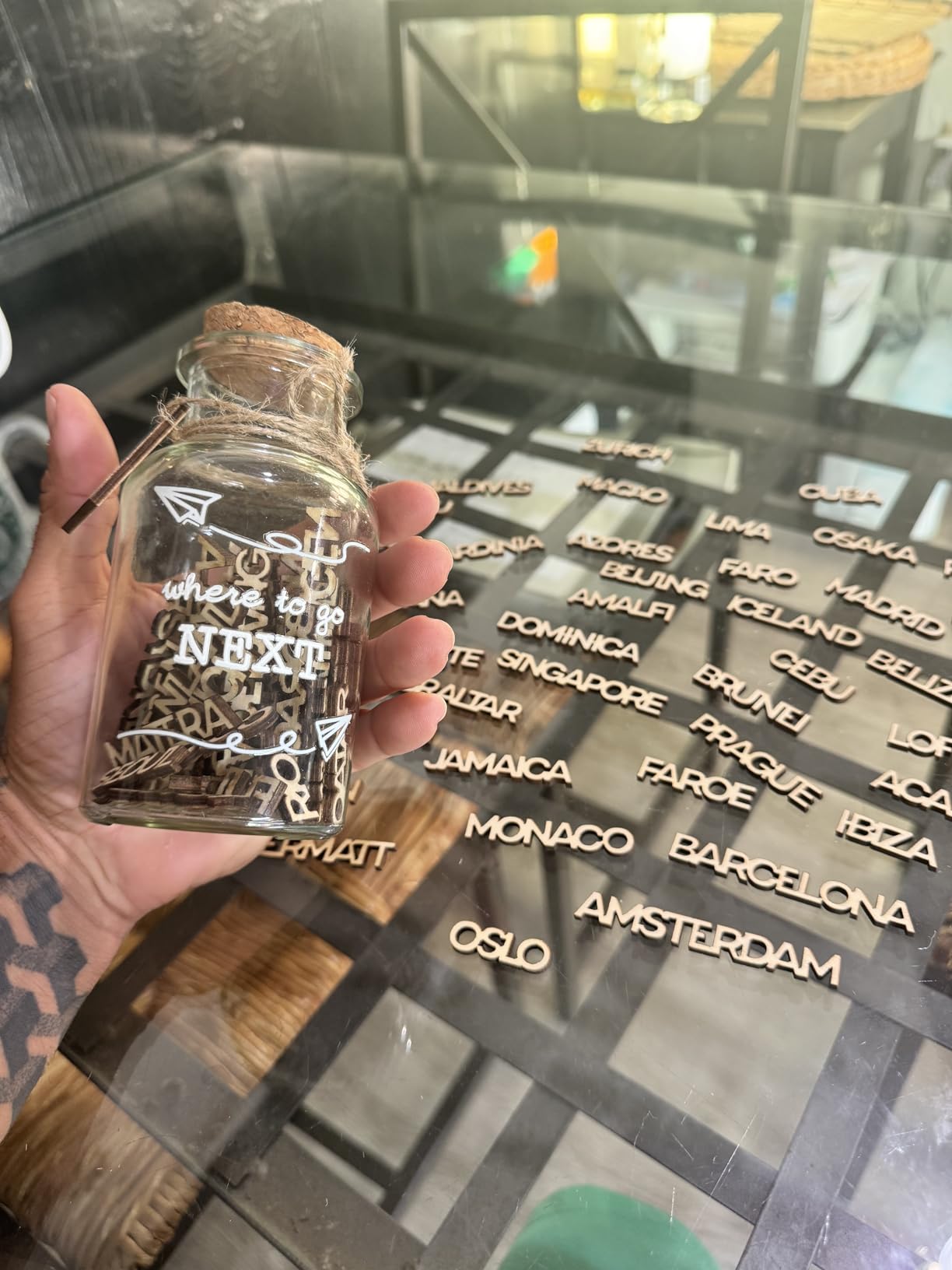 Where to Go Next – Travel Destination Jar | Eco-Friendly Travel Gift for Travelers, Couples & Adventurers | 100 Wooden Carved Places to Visit - Customer Photo 1