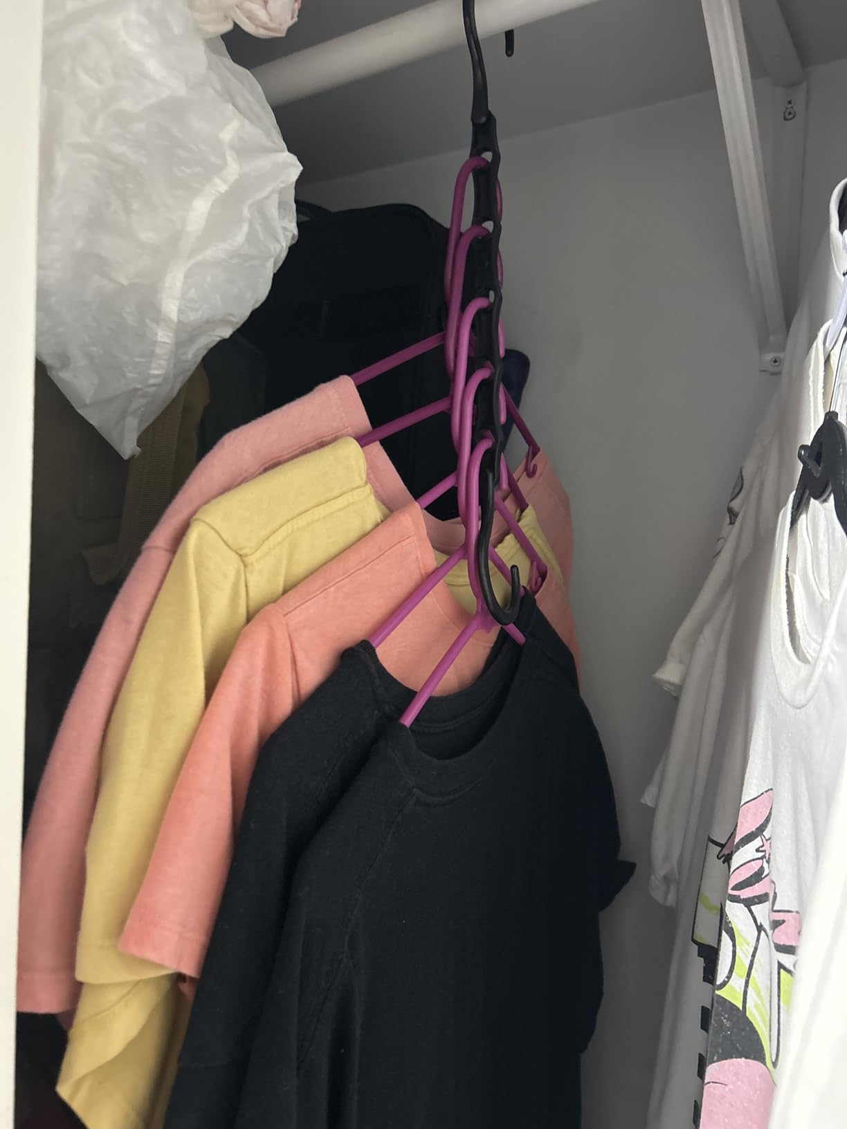 HOUSE DAY Closet Organizers and Storage 6 Pack, College Dorm Room Essentials, Multifunctional Organizer Magic Space Saving Hangers with 5 Holes, Storage Organization for Wardrobe Closet - Customer Photo 1