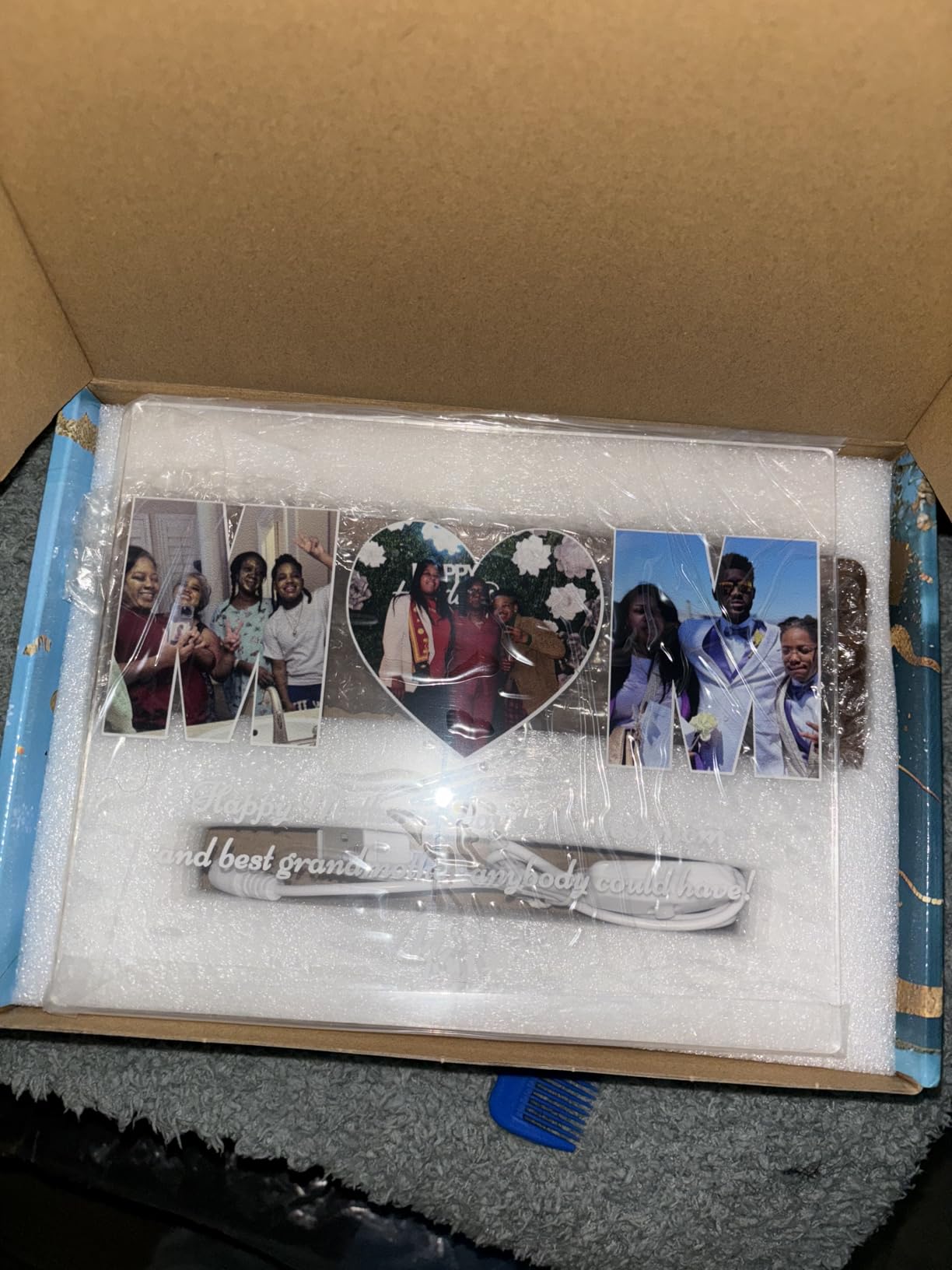 Personalized Fathers Day Christmas Birthday Gifts From Daughter Son Kids Wife, Custom Light Up Picture Frame With Photo, Customized Best Dad Ever Gifts For Dad Husband Men Anniversary - Customer Photo 2