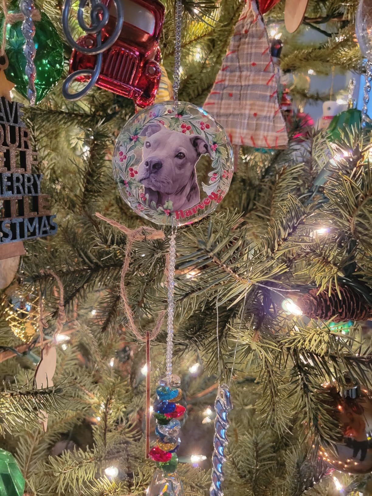 Personalized Grandpa Stained Glass Suncatcher, Photo Family Faux Stained Glass Window Hanging Ornament, Custom Photo Gift for Dad from Son Daughter, Birthday Gift for Grandpa, Uncle - Customer Photo 1