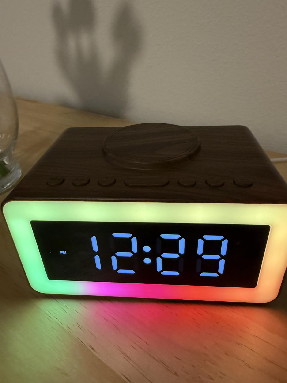 Digital Alarm Clocks for Bedrooms, Bluetooth Speaker, Alarm Clock with Wireless Charging, White/Brown Noise Sound Machine for Sleep with Night Light Wooden Vintage Decor Birthday Gifts for Men, Women - Customer Photo 4