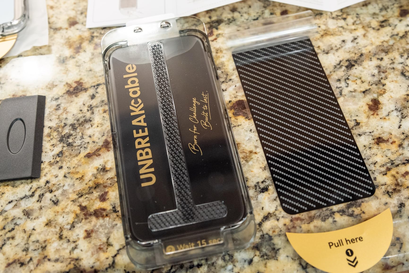 UNBREAKcable Screen Protector for iPhone 16/15, Pull-To-Protect Easy Installation, Auto Dust-Elimination, 9H+ Military-Grade Tempered Glass, Bubble-Free, Case Friendly, HD Clear, 6.1 Inch, 2 Pack - Customer Photo 1