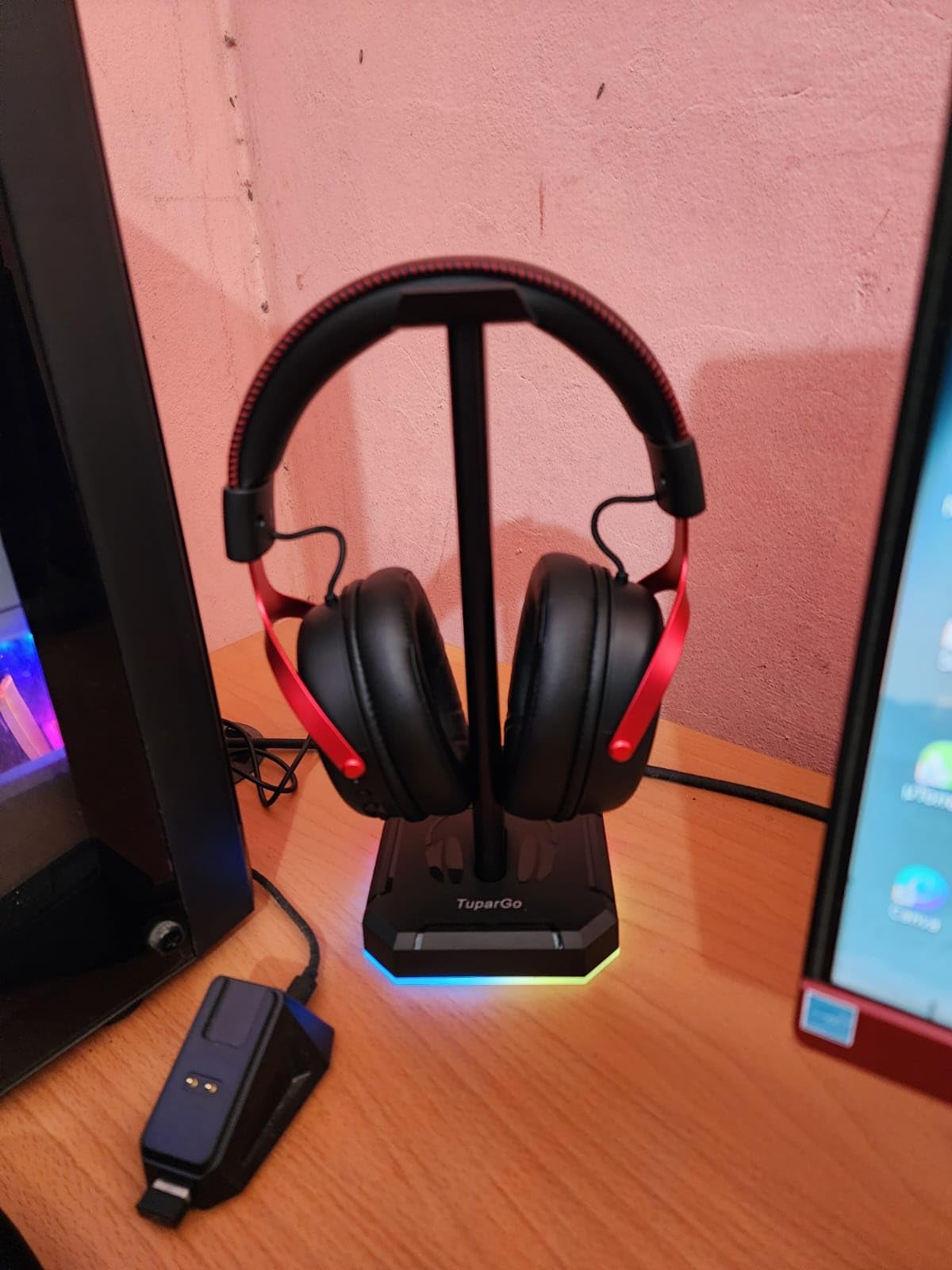 MCHOSE V9 PRO Wireless Gaming Headset 7.1 Surround Sound for PS5 PS4 PC Switch TOPSPEED Gaming Headphones, Noise Canceling Mic, 250Hr Battery, Low 15ms Latency, Lightweight, BT 5.3 FPS Games Rose&Red - Customer Photo 2