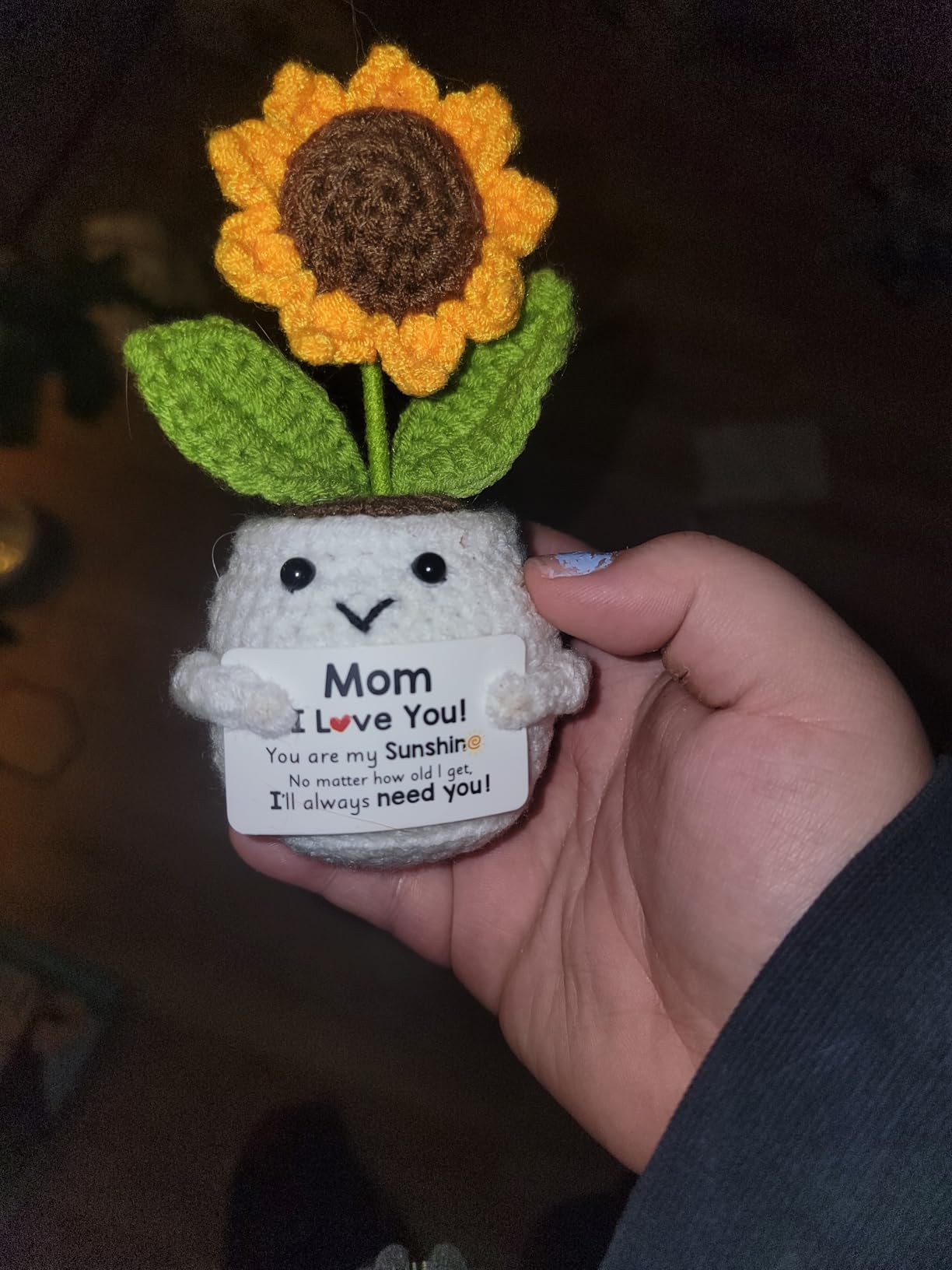 Christmas Birthday Gifts for Grandma, Grandma Gifts from Grandkids, Handmade Crochet Sunflower Gigi Gift, I Love You Stocking Stuffers for Nana Grandmother GaGa, Emotional Support Xmas Cute Mini Gift - Customer Photo 2