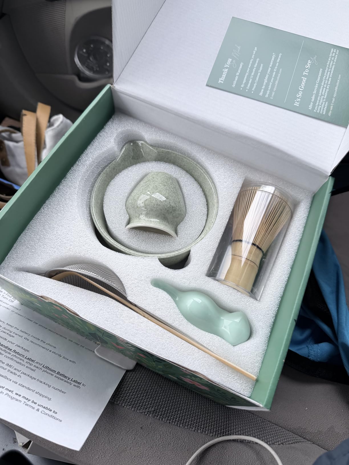 Matcha Whisk Set, 7 Pcs Japanese Matcha Kit Includes Matcha Bowl with Spout, Bamboo Whisk, Chasen Holder, Stainless Sifter, Scoop and Rest, Tea Towel, Matcha Tea Set Gift for Family/Friend - Customer Photo 1