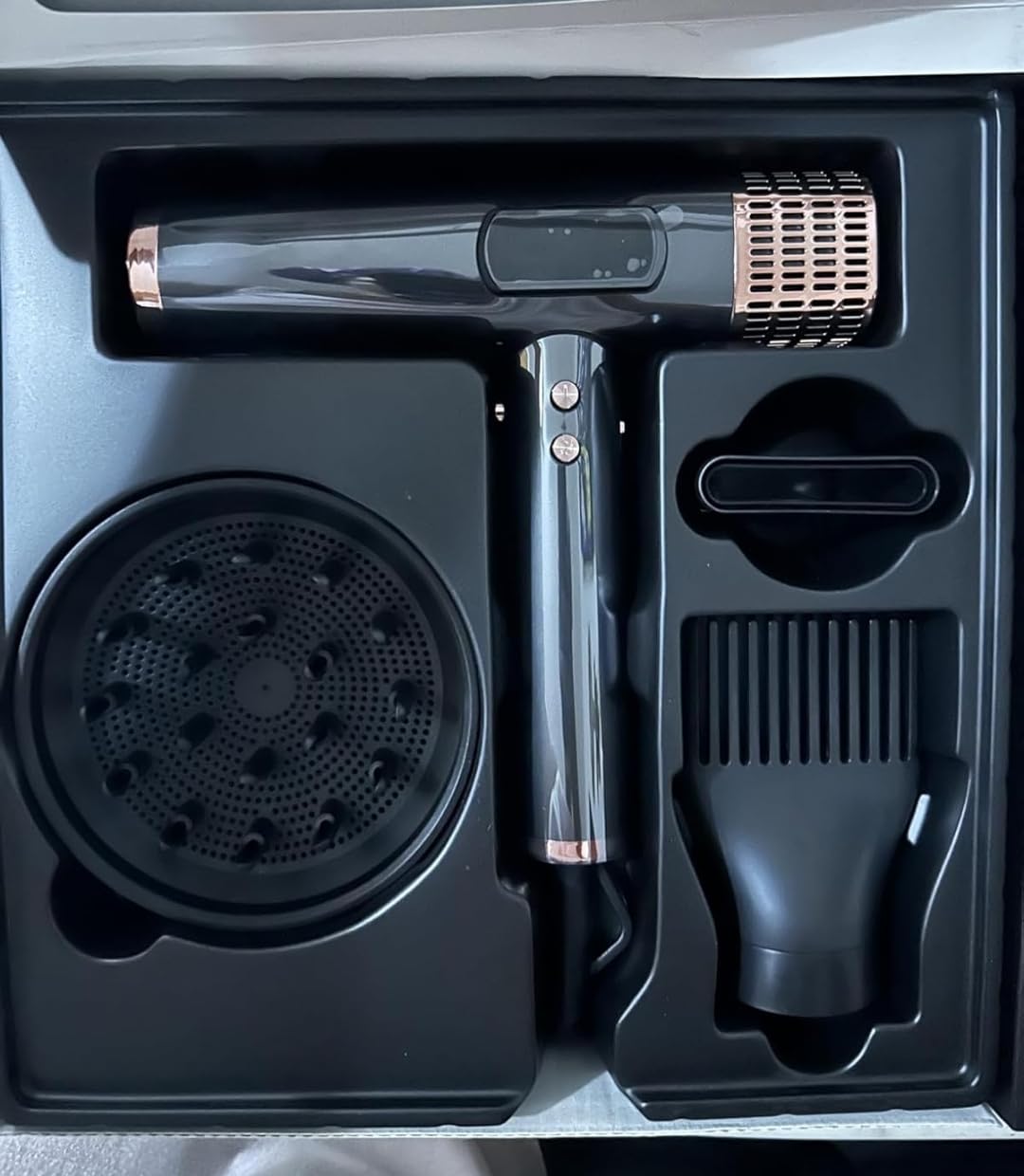 MESCOMB Dual Voltage Ionic Hair Dryer with Diffuser - 1875W High-Speed Blow Dryer for Women, Fast Drying, No Heat Damage, Low Noise, Lightweight, European Travel 110V-120V/220V-240V, Gifts for Women - Customer Photo 1