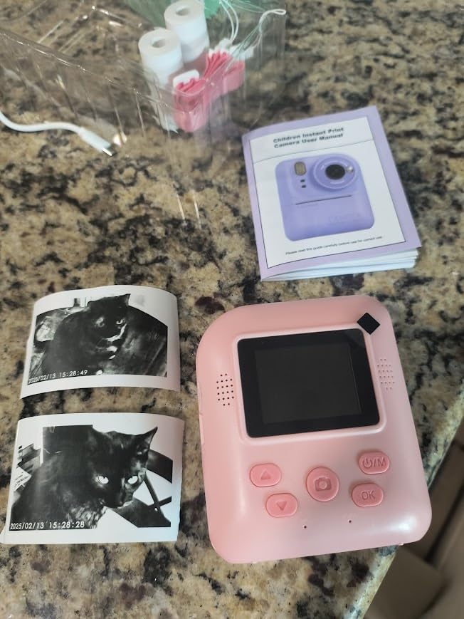 Kids Camera Instant Print Photo, Portable Thermal Printing Camera Toy with HD Digital Video, for 3-12 Years Old Boys Girls, Creativity & Learning (Purple) - Customer Photo 2