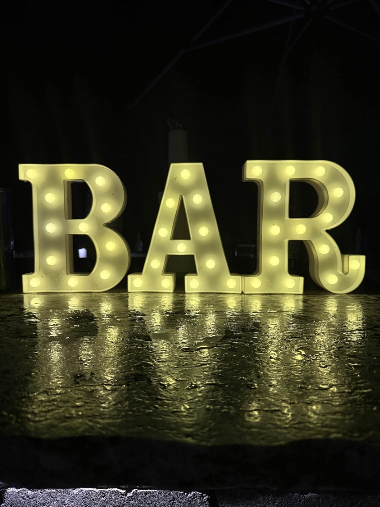 BAR - Illuminated Marquee Bar Sign for Home Decor - Light up LED Marquee Word Sign - Pre-Lit Pub Light Battery Operated (23.03-in x 8.66-in) (Vintage) - Customer Photo 2