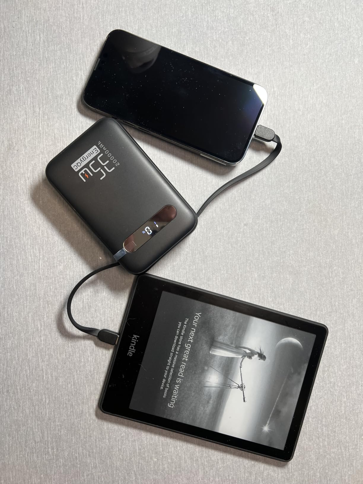 EnergyQC 20000mAh Portable Charger, 35W PD 3.0+QC 4.0 Fast Charging Power Bank with Built-in Lightning & USB-C in&Out Cables, Travel Battery Pack for iPhone 17/16/15/14, Samsung, iPad, Android, Black - Customer Photo 4