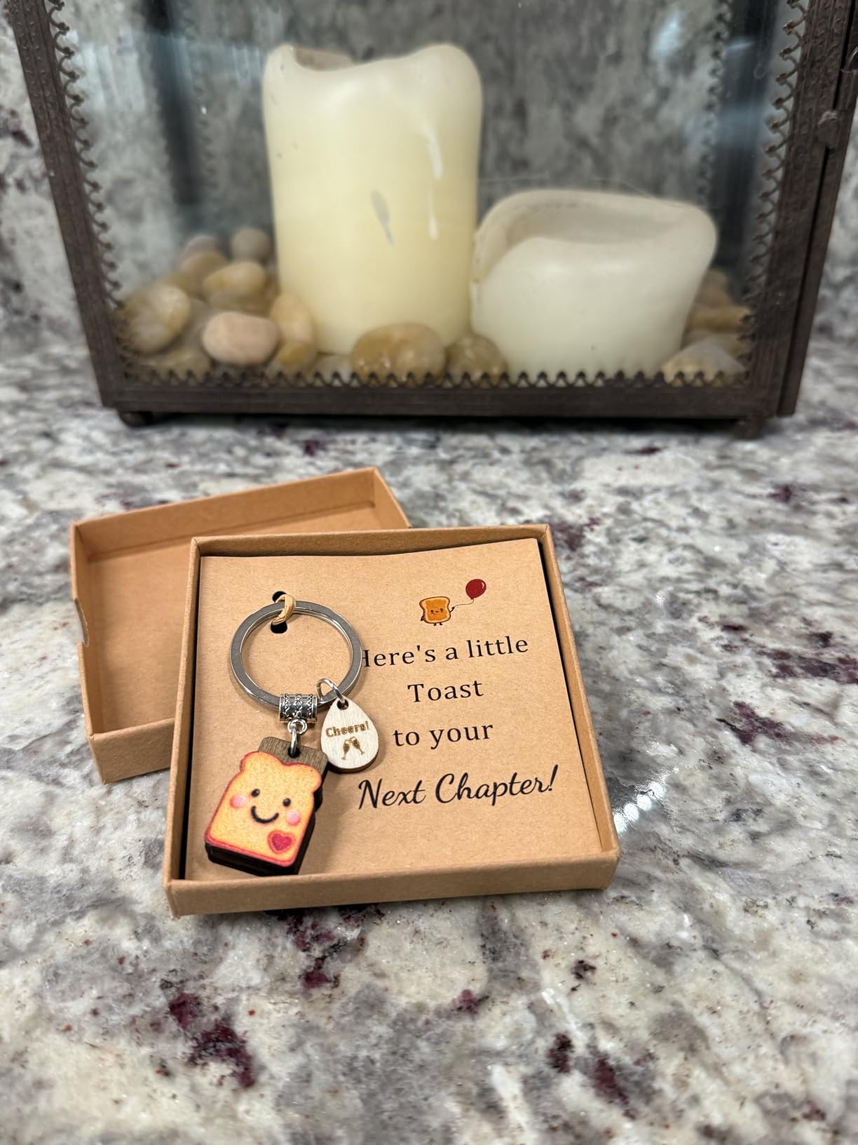 New Beginnings Gifts for Women Toast Keychain, Coworker Leaving Gifts for Next Chapter, Engagement Party Presents with Chram for Newly Engaged, Housewarming Present for Homeowner First Home - Customer Photo 1