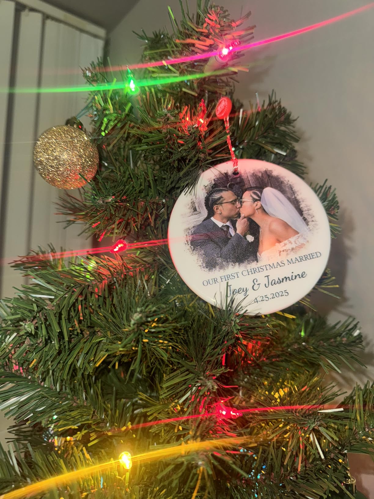 Bemaystar Personalized Babys First Christmas Ornament 2025 Girl Boy - 1st Christmas Ornament 2025 with Photo Text, Personalized Christmas Ornaments for Baby, Xmas Gifts, Newborn Gifts for New Mom Dad - Customer Photo 1