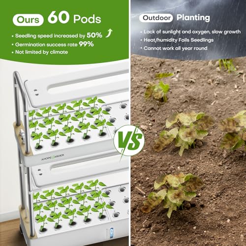 Ahopegarden Indoor Garden Hydroponics Growing System Kit: 60 Pods Indoor Herb Garden with LED Grow Light - Plant Germination Kit, 32L Large Capacity Hydroponic Tower for Vegetables Fruits Flowers - Customer Photo 2