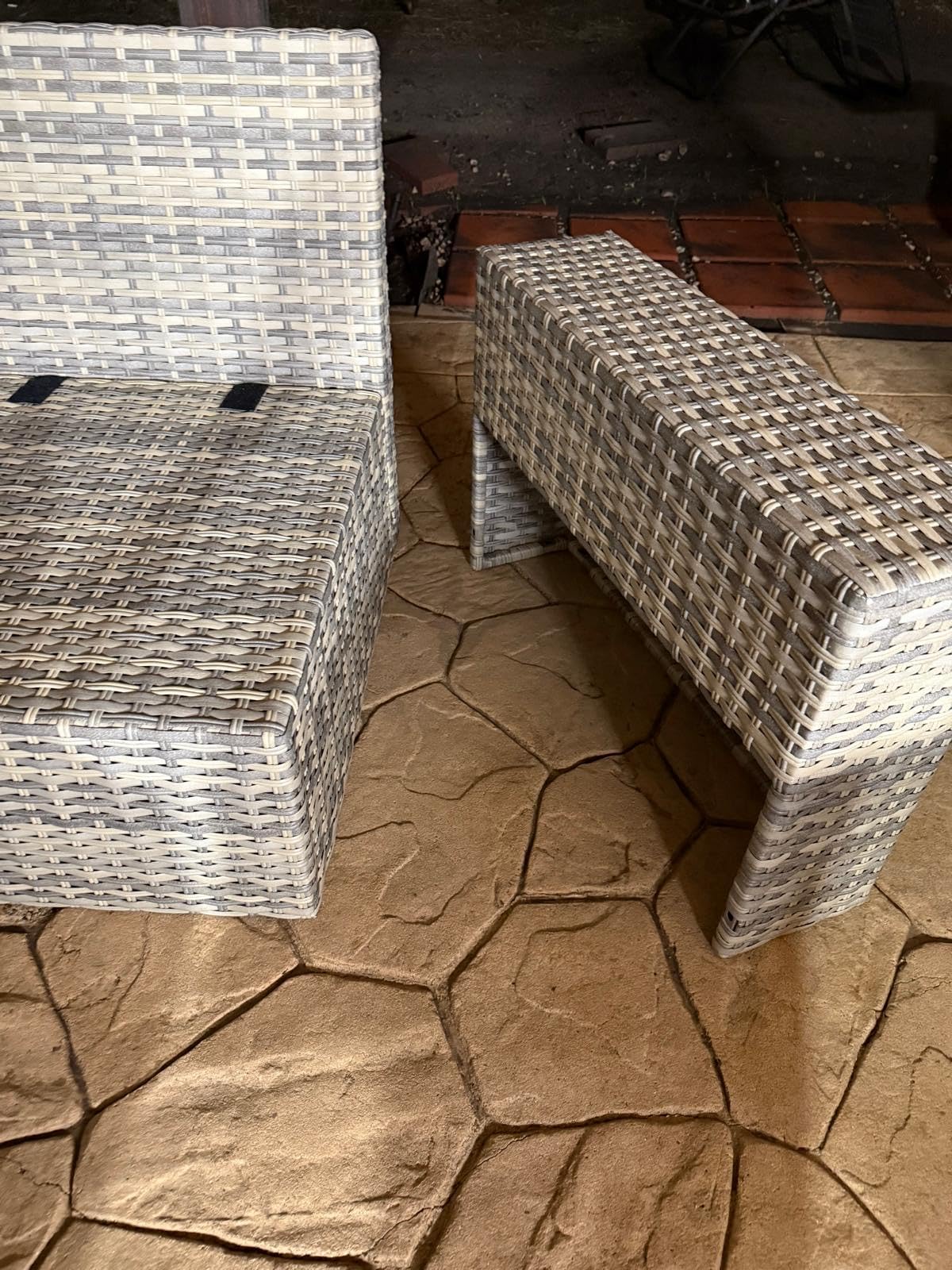 10-Piece Outdoor Patio Furniture Set with Rocking Swivel Chair, PE Wicker Rattan Sectional Sofa Patio Conversation Set with 55,000 BTU Fire Pit Table & Coffee Table, Sand - Customer Photo 5