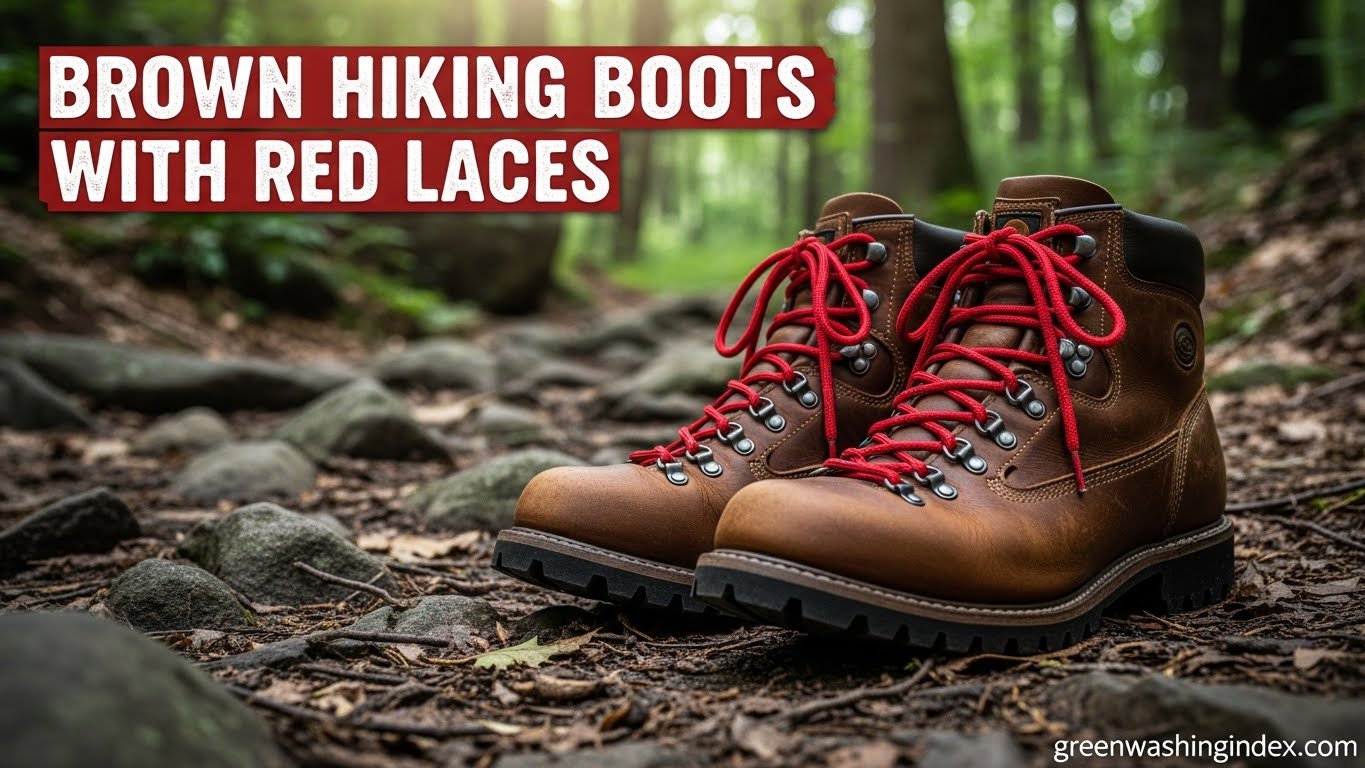 Brown Hiking Boots With Red Laces