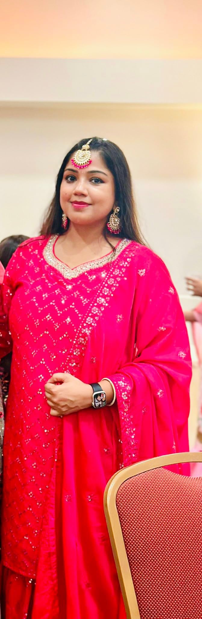 Aheli Elegant Wedding Party Wear Faux Kundan Studded Short Necklace Earrings with Maang Tikka Set Indian Ethnic Bollywood Fashion Jewelry Gift for Women - Customer Photo 1