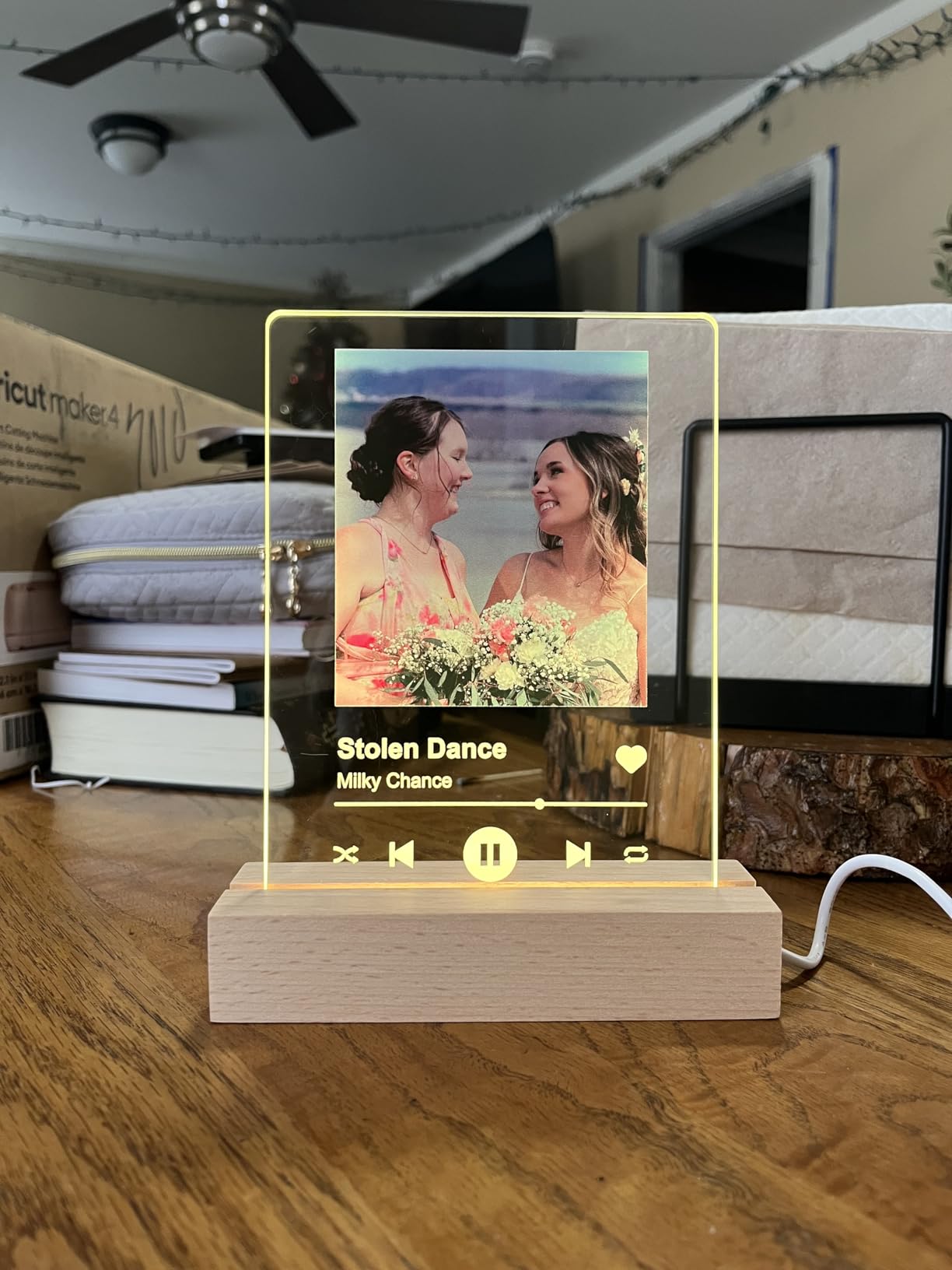 Valentines Day Personalized Spotify Plaque Gifts for Her Him Girlfriend Boyfriend, Custom Picture Frame for Women Men, Customized Photo Gifts for Couple Wife Husband on Anniversary Birthday - Customer Photo 1