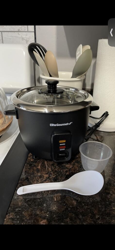 Elite Gourmet ERC006SS 6-Cup Electric Rice Cooker with Stainless Steel Inner Pot, Makes Soups, Stews, Porridges, Grains and Cereals, 6 cup (3 cups uncooked), Black customer photo 1