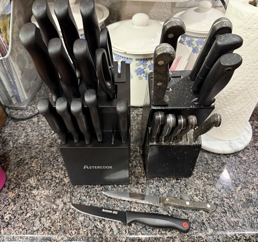 Astercook Knife Set for Kitchen with Block and Sharpener 15pcs German | Stainless Steel Kitchen Utensils Set Dishwasher Safe customer photo 1