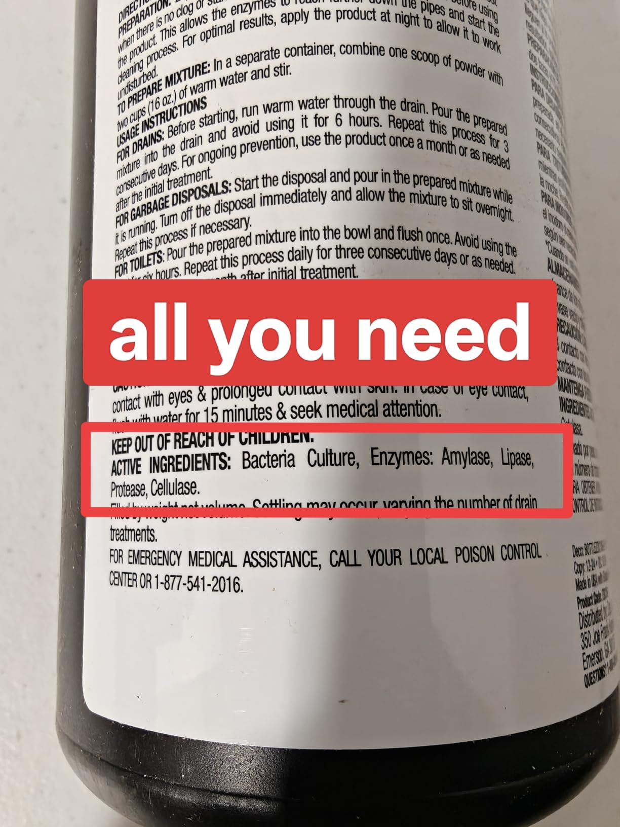 Zep Drain Defense Enzymatic Drain Cleaner Powder - 18 Ounces - ZDC16 - Safe for Pipes and Septic Systems customer photo 1