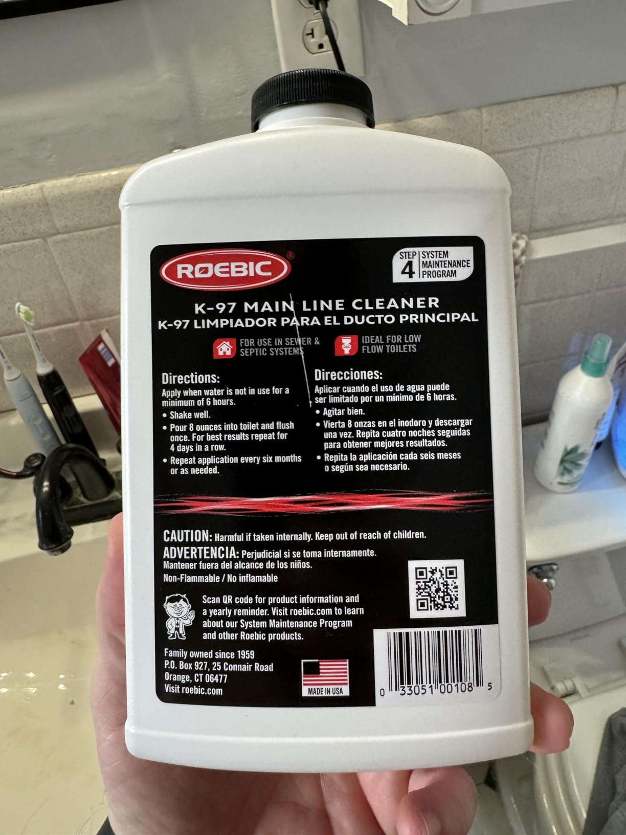 Roebic K-97 Liquid Main Line Cleaner with Bacteria Enzymes, Eliminates Organic Buildup in Sewer/Septic System and Protects from Clogs, Safe for Bathroom Toilet, 32 fl oz customer photo 2