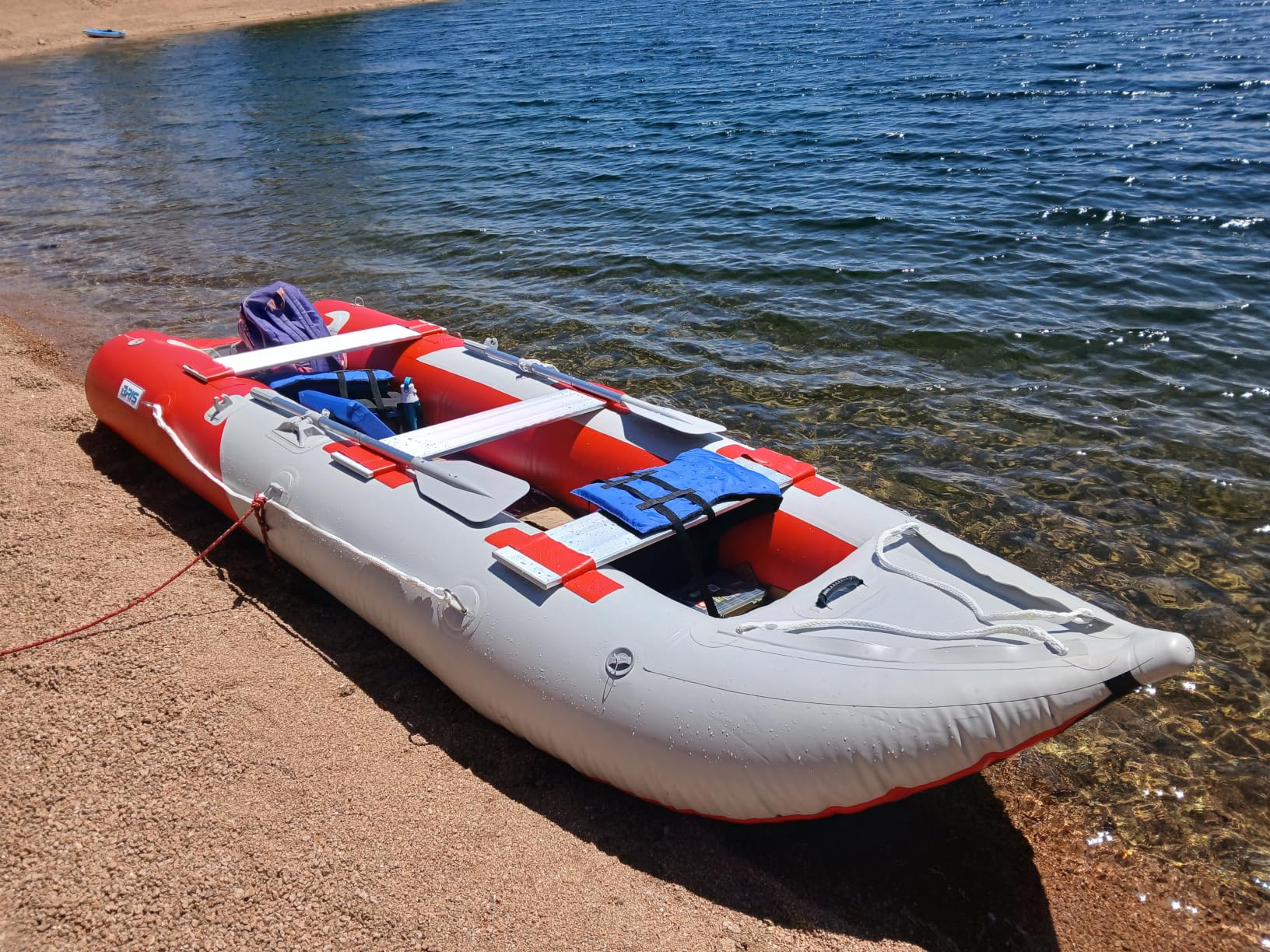 BRIS 14.1 FT Inflatable Kayak Fishing Tender Inflatable Pontoon Boat with Air Floor customer photo 1