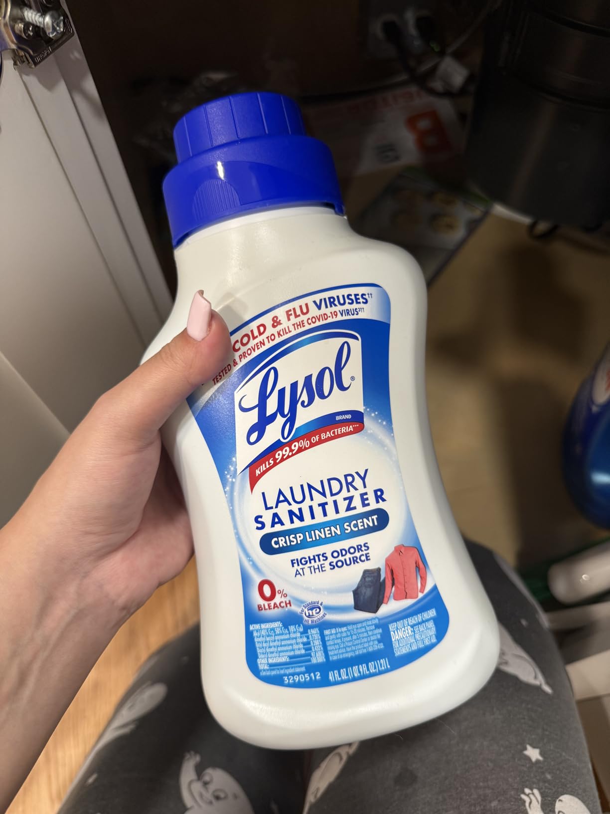 Lysol Disinfectant Laundry Sanitizer & Scent Booster, Laundry Detergent Additive, Color Safe Bleach Alternative, Laundry Odor Eliminator, Kills Bacteria & Viruses, Crisp Linen Scent, 41 Fl Oz Liquid customer photo 2