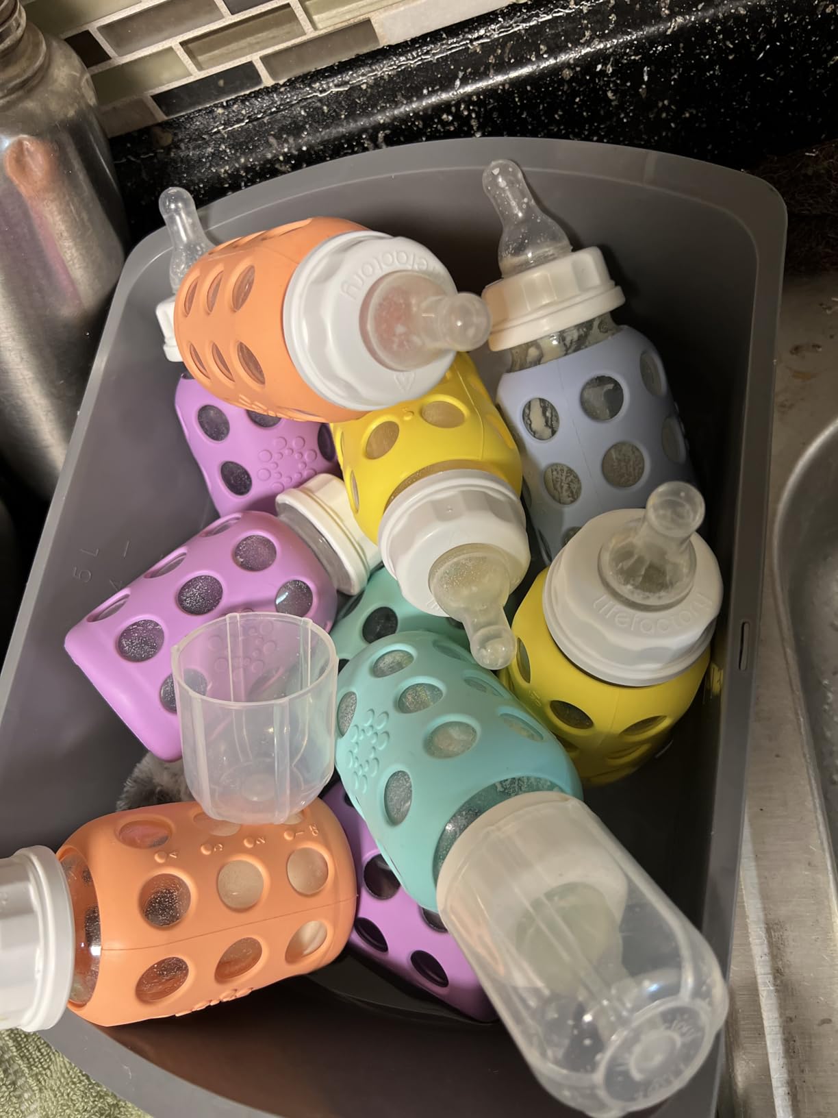 Lifefactory Glass Baby Bottle BPA Free | Protective Silicone Sleeve | 9 oz Pack of 2 | Mango, Papaya customer photo 1