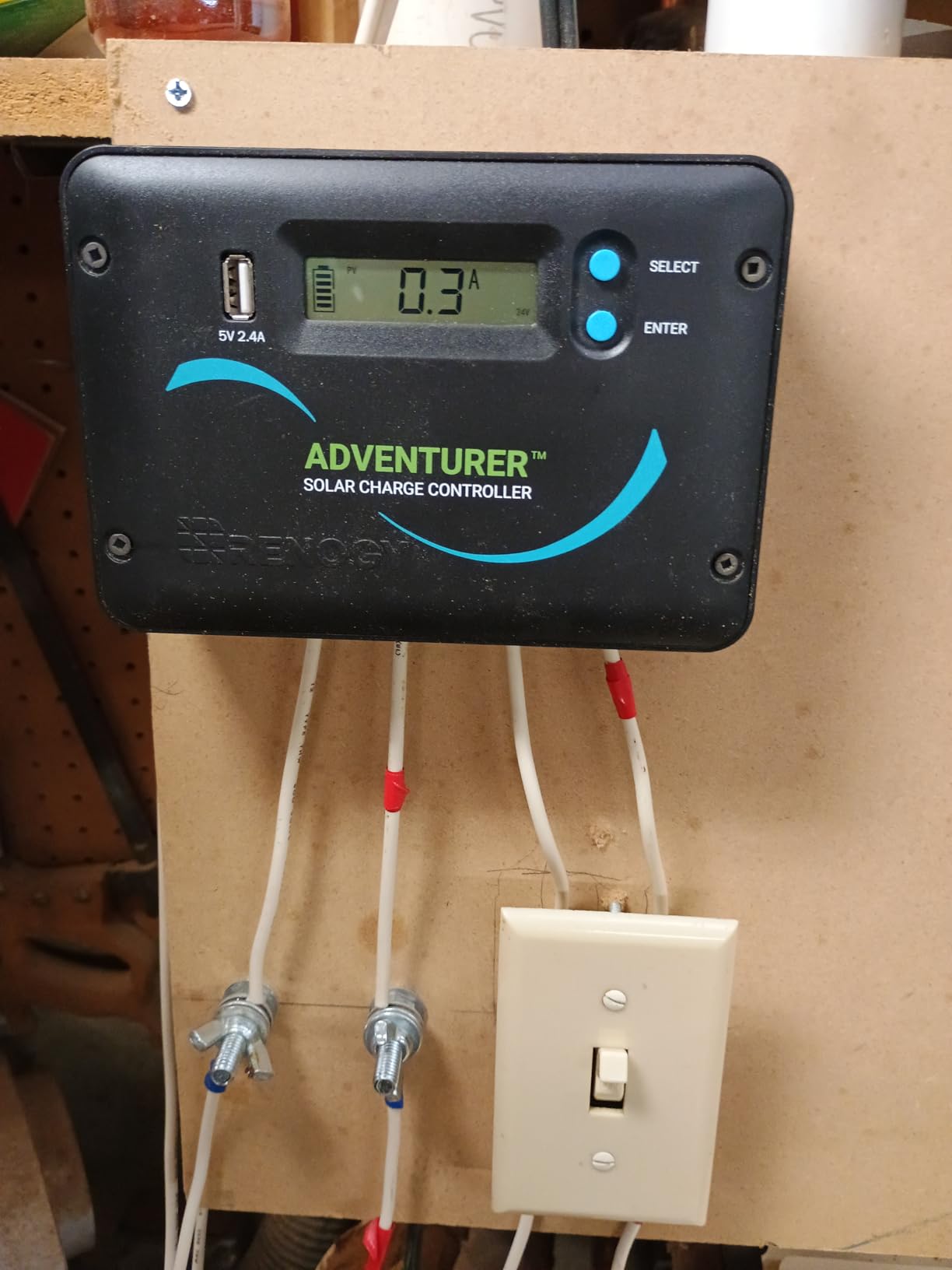 Renogy 30A 12V/24V PWM Solar Charge Controller with LCD Display Flush Mount Design Negative Ground, Compatible with Sealed, Gel, Flooded and Lithium Batteries, Adventurer 30A,black | 50V PV input, LCD, AGM/Gel/Flooded (auto), Li (manual), overcharge/short protection, USB 2.4A, flush-mount, for RVs/off-grid customer photo 1
