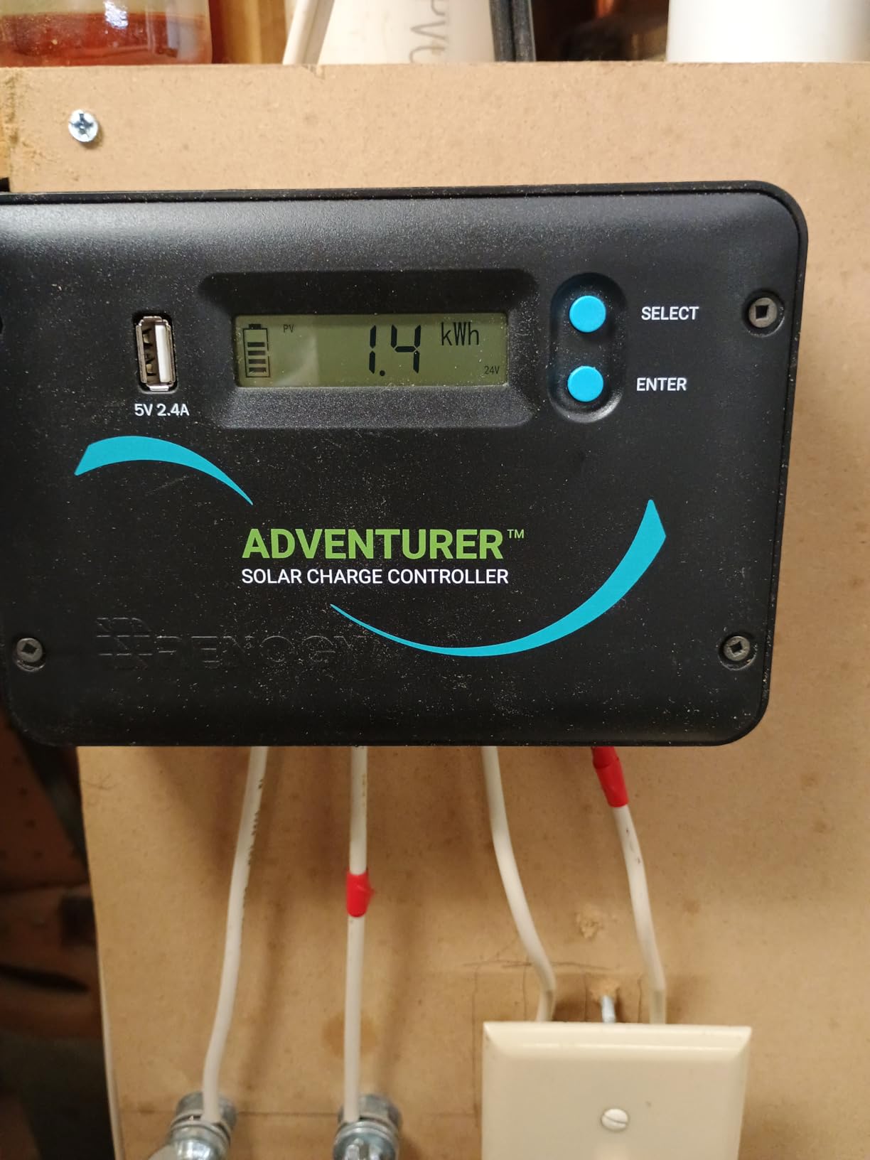 Renogy 30A 12V/24V PWM Solar Charge Controller with LCD Display Flush Mount Design Negative Ground, Compatible with Sealed, Gel, Flooded and Lithium Batteries, Adventurer 30A,black | 50V PV input, LCD, AGM/Gel/Flooded (auto), Li (manual), overcharge/short protection, USB 2.4A, flush-mount, for RVs/off-grid customer photo 2