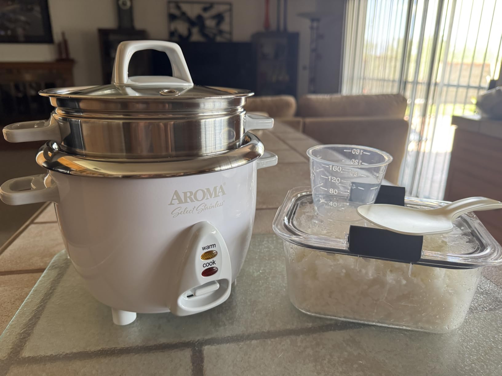 Aroma Housewares 14-Cup (Cooked) / 3Qt. Select Stainless Pot-Style Rice Cooker, & Food Steamer, One-Touch Operation, Automatic Keep Warm Mode, White (ARC-757-1SG) customer photo 1
