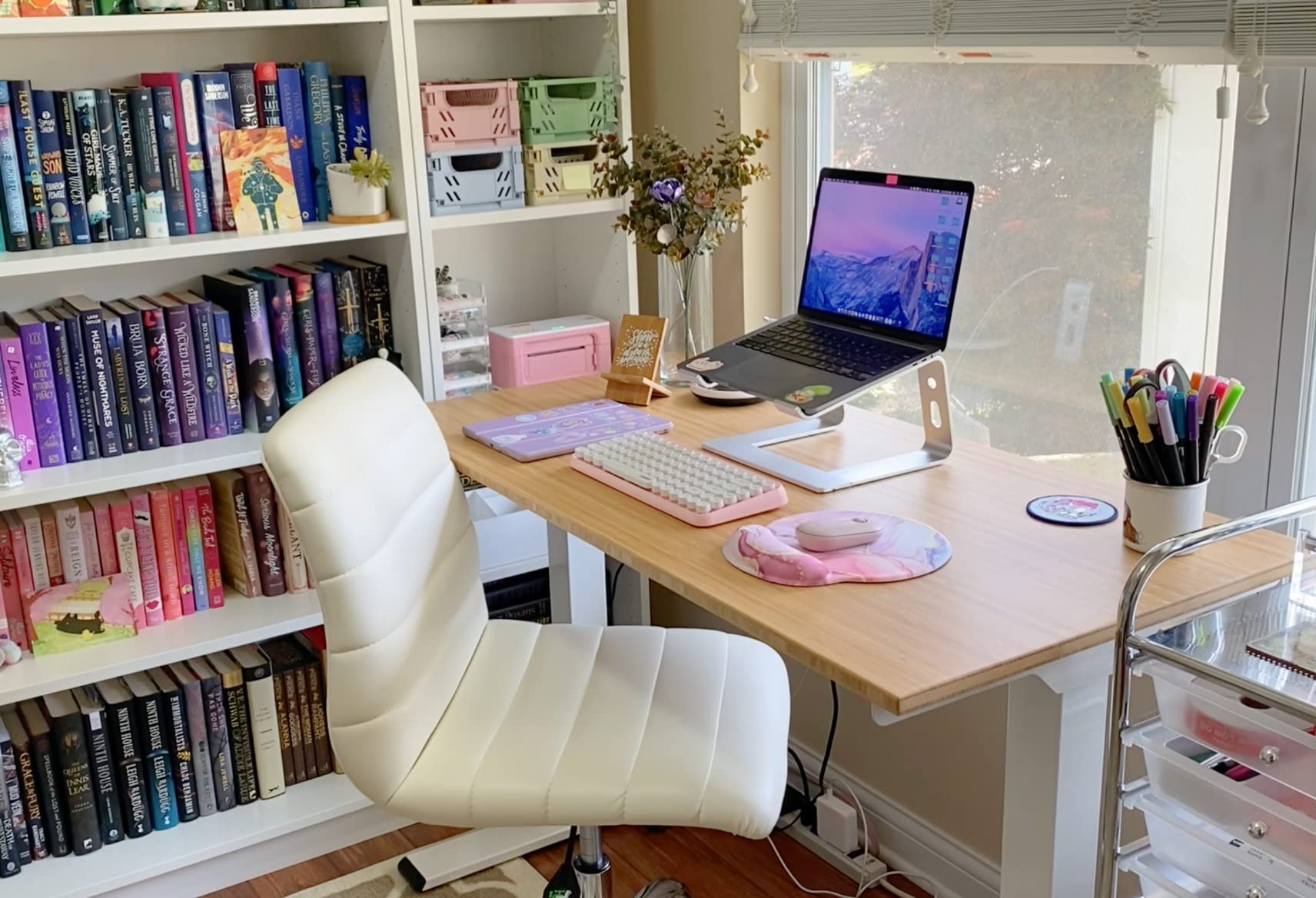 FlexiSpot E6 Bamboo 3-Stage Dual Motor Electric Standing Desk 48 x 24 Sit Stand Up Desk, Holds 220 lbs, Adjustable Height w/ Memory Presets, Solid Bamboo Desktop & White Frame, Ships in 2 Boxes customer photo 1