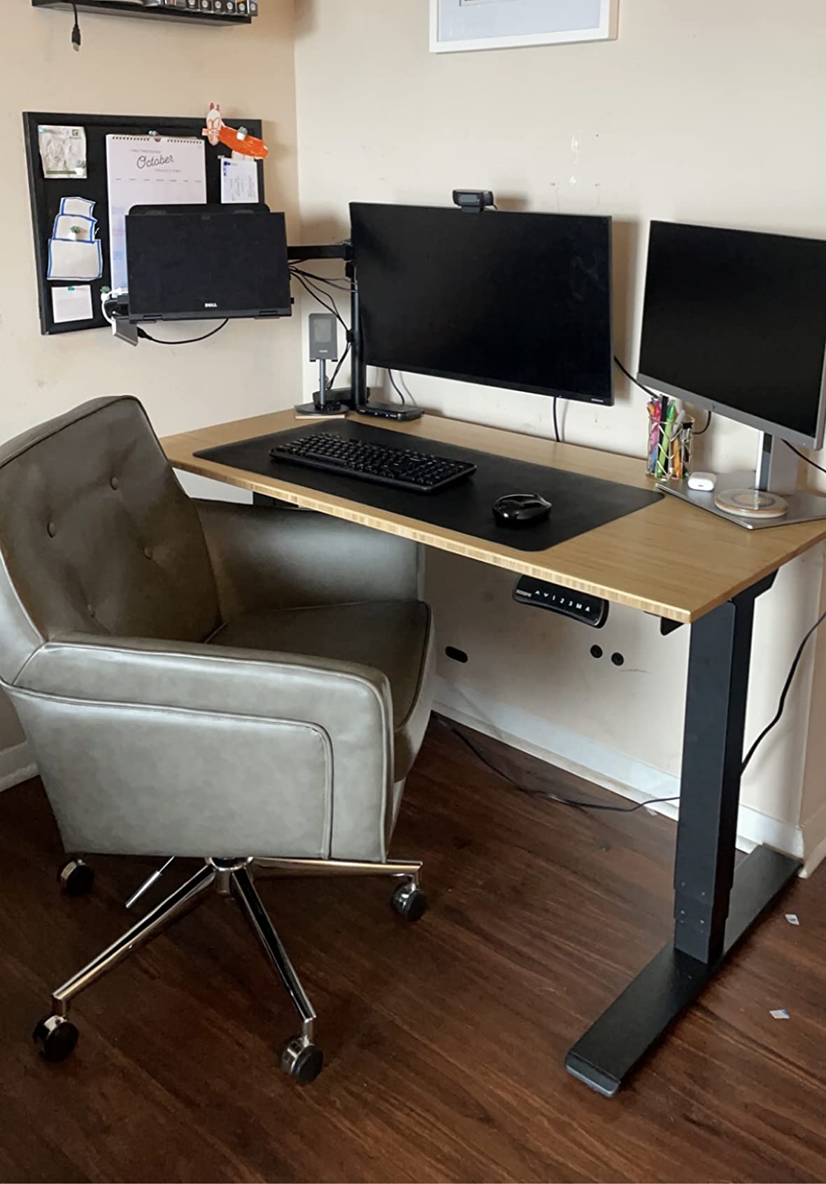 FlexiSpot E6 Bamboo 3-Stage Dual Motor Electric Standing Desk 48 x 24 Sit Stand Up Desk, Holds 220 lbs, Adjustable Height w/ Memory Presets, Solid Bamboo Desktop & White Frame, Ships in 2 Boxes customer photo 2