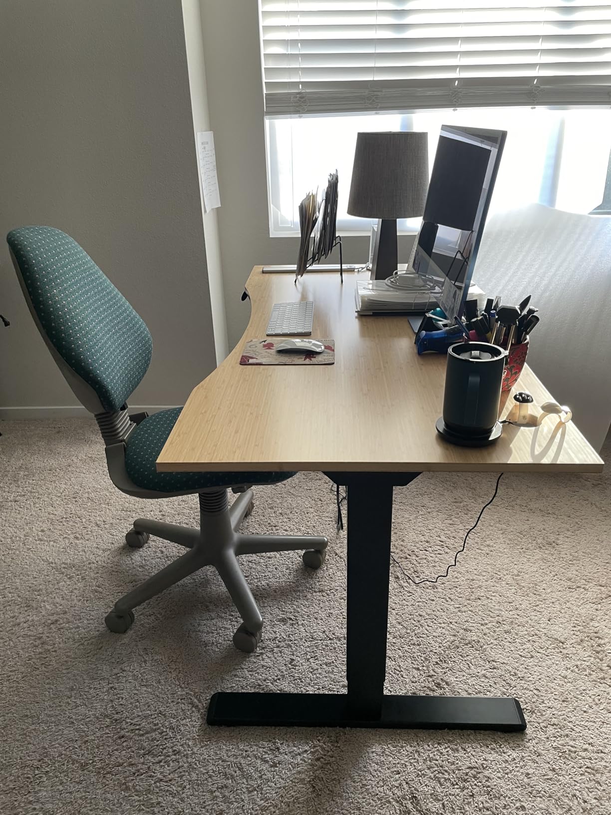 FlexiSpot E6 Bamboo 3-Stage Dual Motor Electric Standing Desk 55 x 28 Sit Stand Up Desk, Holds 220 lbs, Adjustable Height w/ Memory Presets, Solid Bamboo Desktop & White Frame customer photo 1