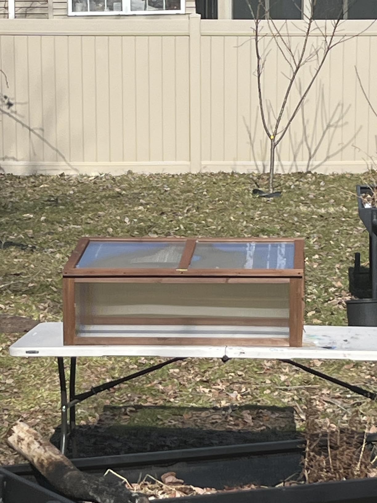 Outsunny Wooden Cold Frame Greenhouse, Mini Greenhouse with Polycarbonate Board and Solid Wood Frame, Green House Cold Frame, Indoor Outdoor Terrarium Planter Box, 39 x 26 x 16, Natural customer photo 1