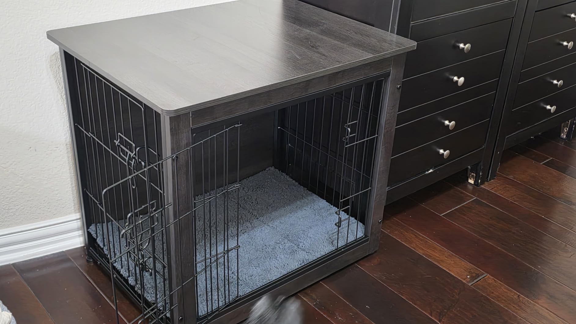 DWANTON Dog Crate Furniture with Cushion, Wooden Kennel Table with Double Doors, Indoor Dog House, Small/Medium/Large/Extra Large Size, 27.2