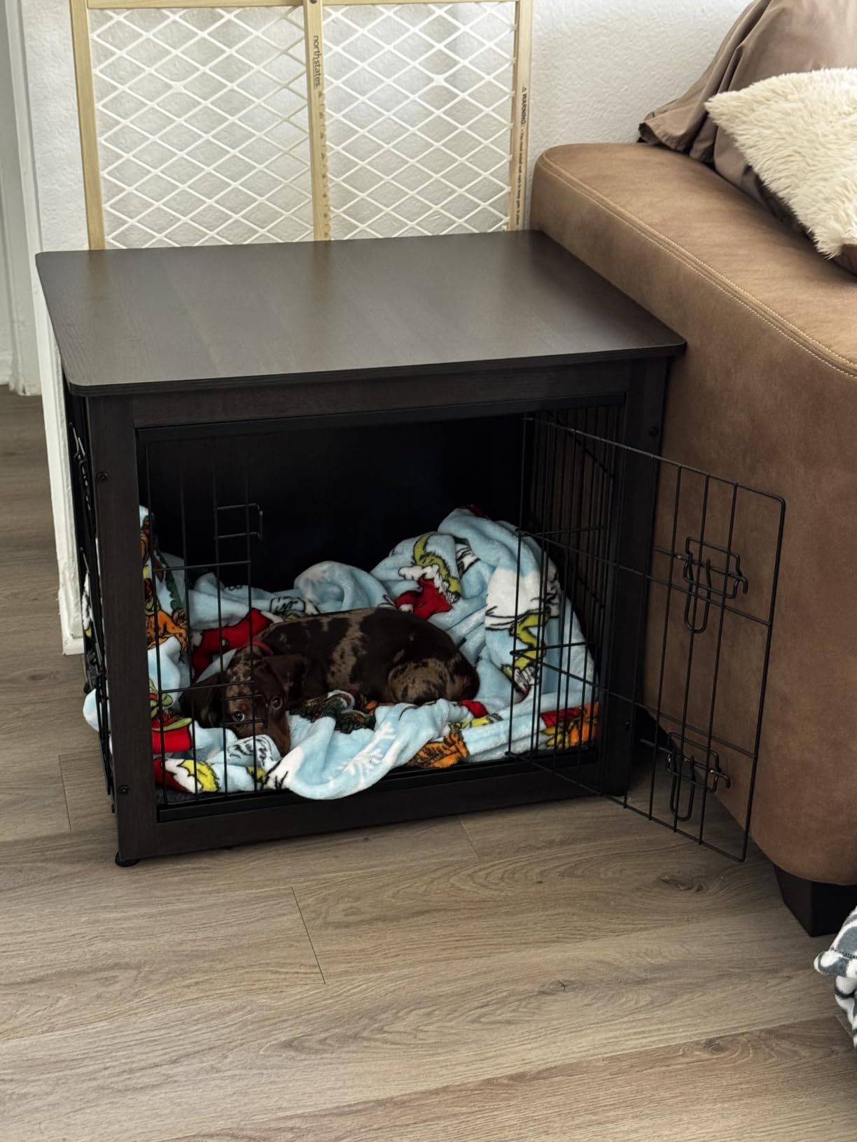 DWANTON Dog Crate Furniture with Cushion, Wooden Kennel Table with Double Doors, Indoor Dog House, Small/Medium/Large/Extra Large Size, 27.2
