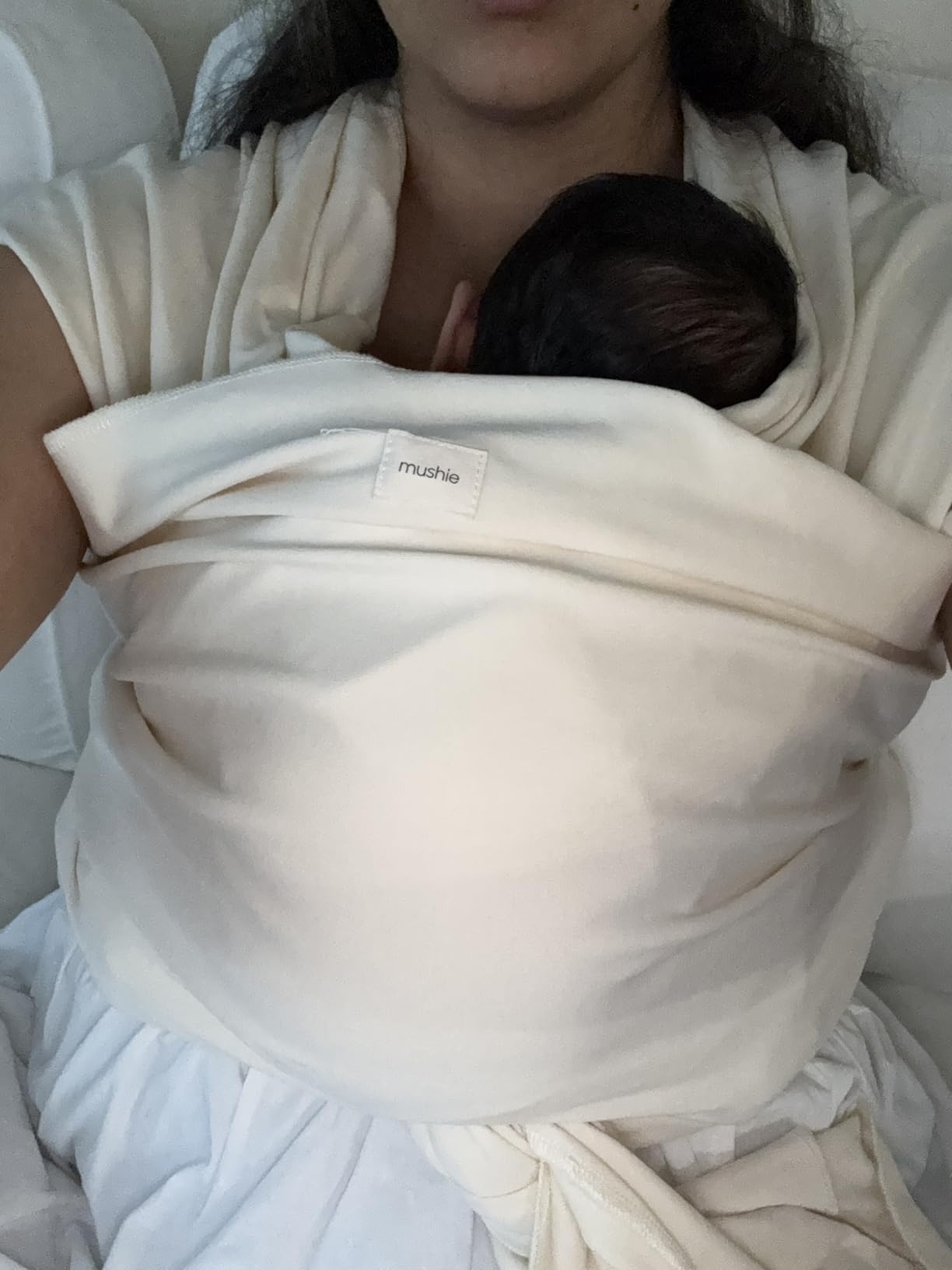 mushie Baby Wrap Carrier | Organic Cotton and Elastane | Infant Sling for Newborn and Babies 8-35 lbs (Cedar) customer photo 1