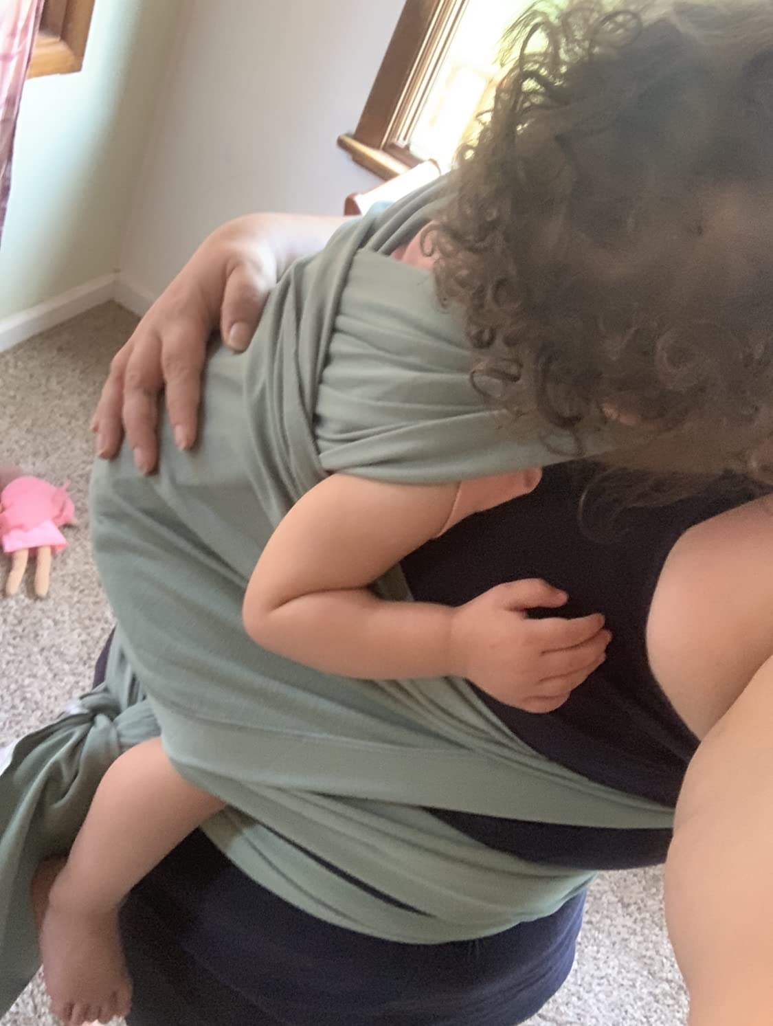 mushie Baby Wrap Carrier | Organic Cotton and Elastane | Infant Sling for Newborn and Babies 8-35 lbs (Cedar) customer photo 2
