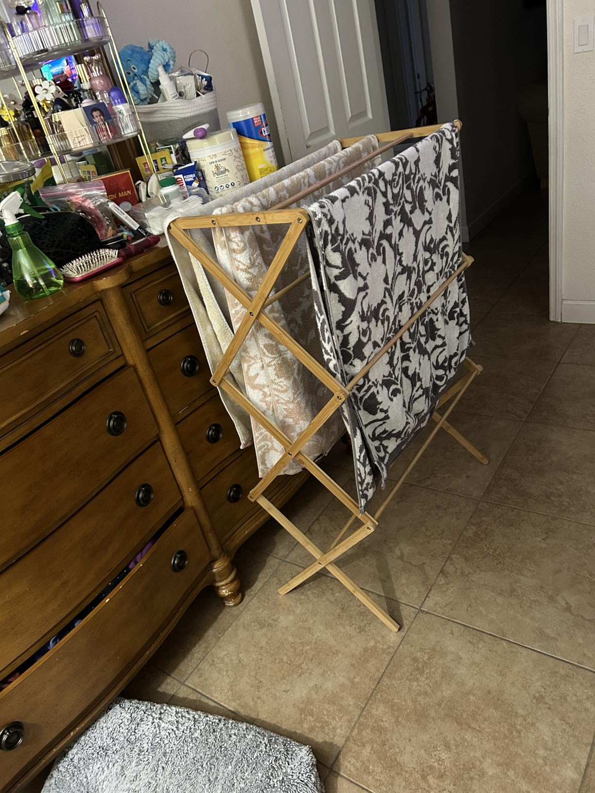 Honey-Can-Do Collapsible Bamboo Drying Rack - Sturdy & Foldable Laundry Drying Rack, Space-Saving & Portable Clothes Rack for Air-Drying Clothes, Towels, Blankets & Delicates, Indoor & Outdoor Use. customer photo 2