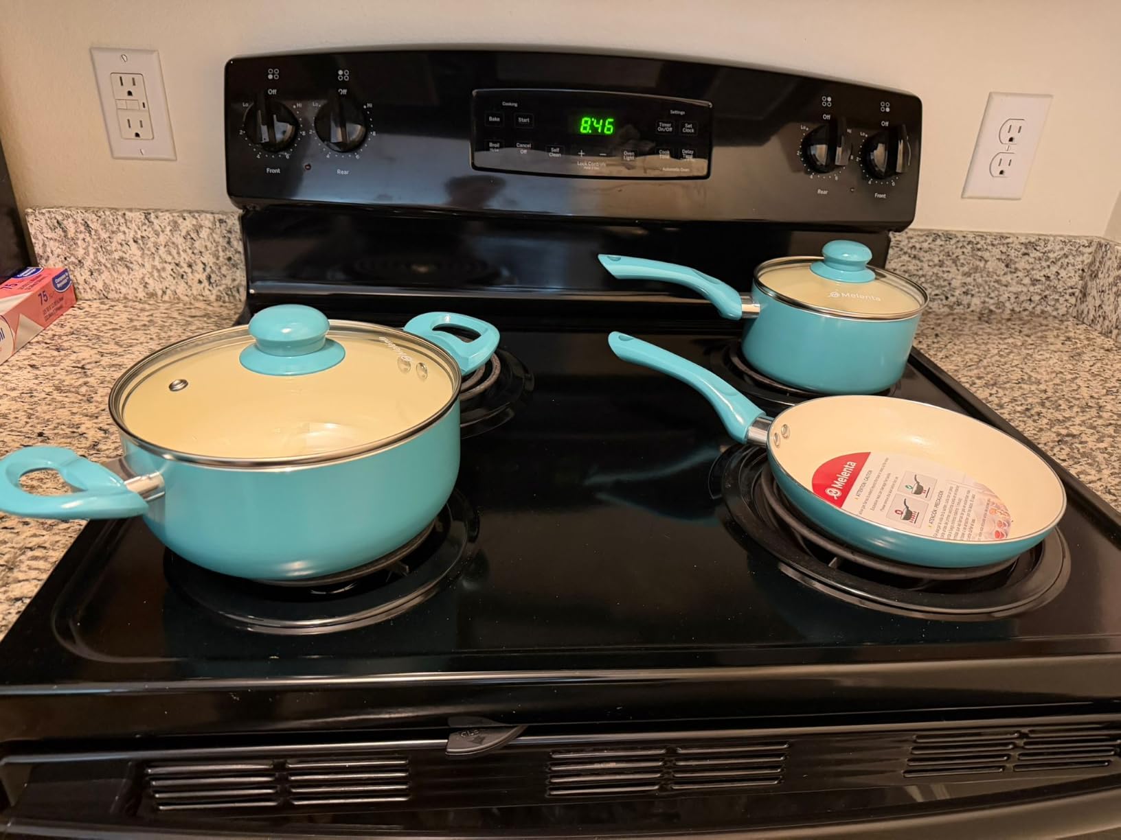 M MELENTA Pots and Pans Set 7 piece, Non Stick Teal Ceramic Cookware Set | Compact Starter Cookware, Nonstick Pots and Pans Set, Induction Cookware, Kitchen Cooking Set, PFAS & PFOA Free customer photo 1