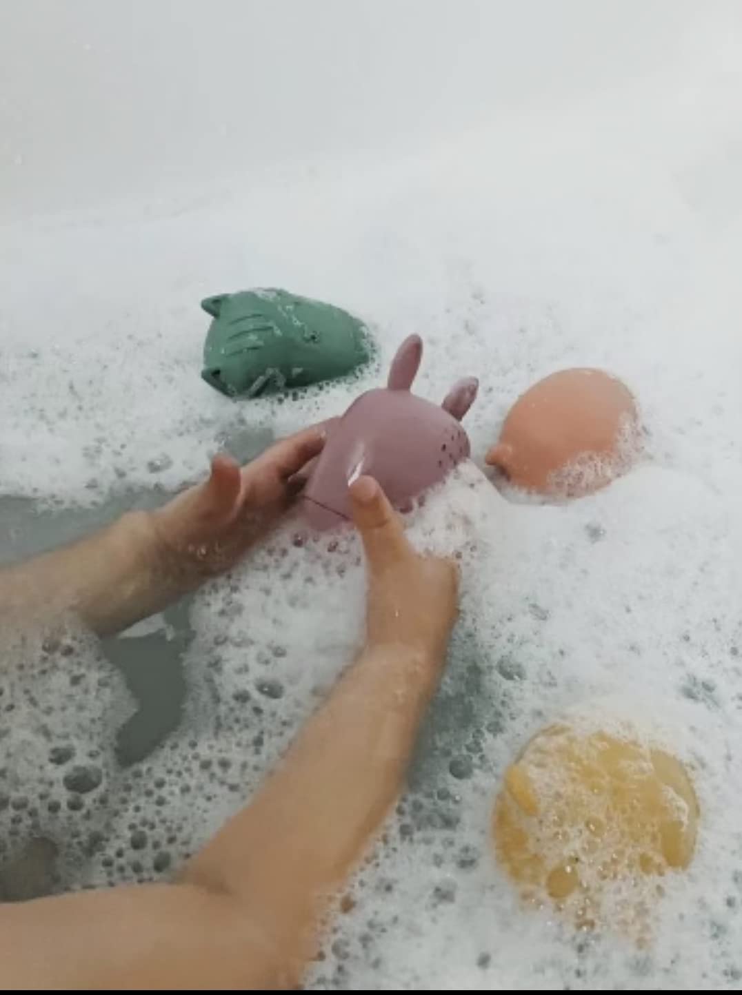 Bumble Bear Mold Free Silicone Bath Toys, Baby Bath Toys 6-12 Months, Toddlers 1-3, Non Toxic Infant Bathtub Toy, Water Toys, Pool Toy, Dishwasher Safe (Coral) customer photo 2