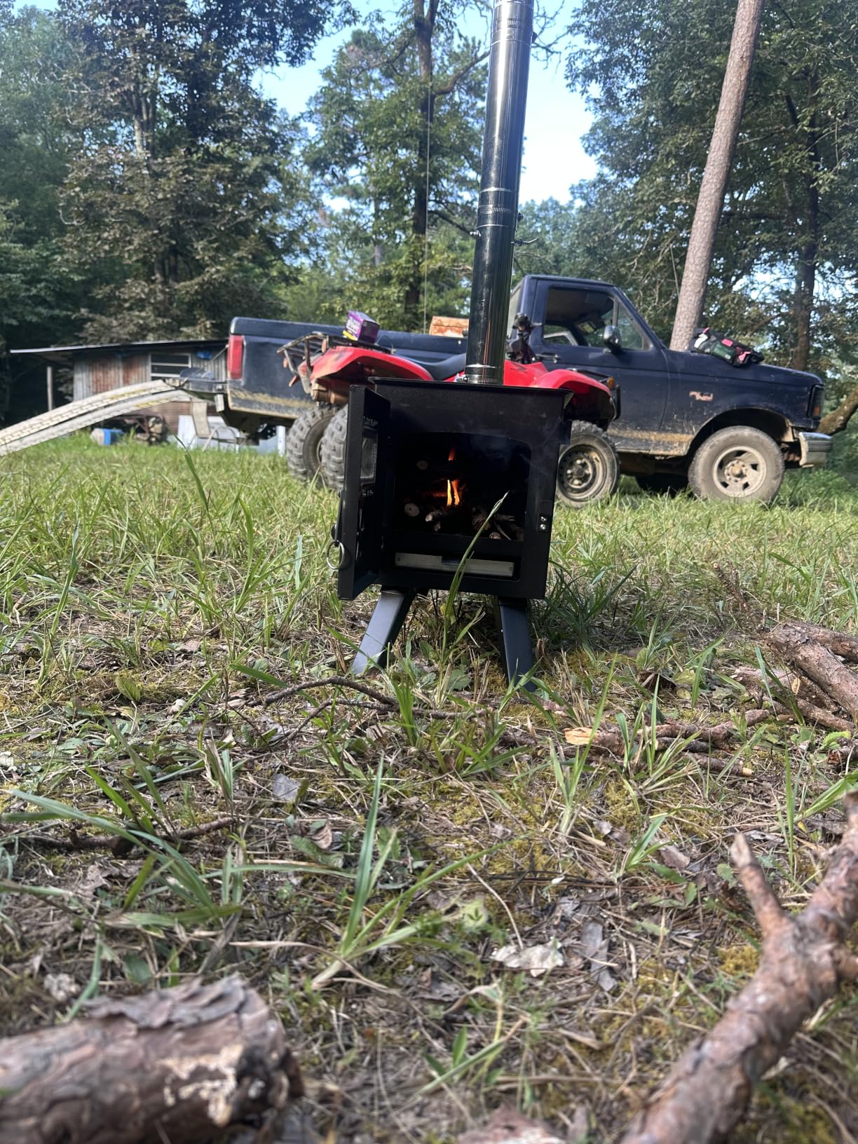 VEVOR Camping Wood Stove Alloy Steel Camping Tent Stove, Portable Wood Burning Stove with Chimney Pipes & Gloves, 1400in³Firebox Hot Tent Stove for Outdoor Cooking and Heating with 8 Pipes customer photo 1